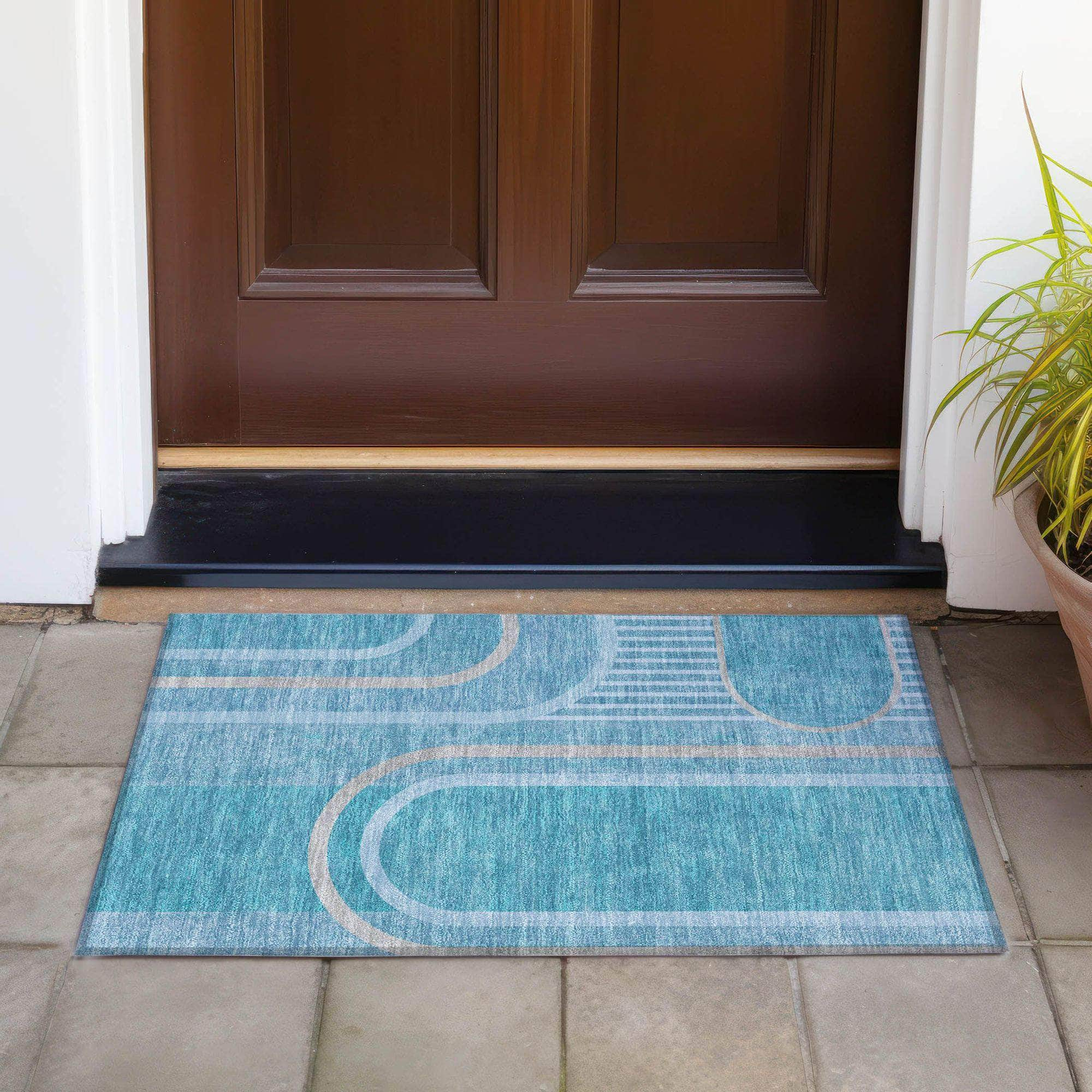 Machine Made ACN532 Teal  Rugs #color_teal 