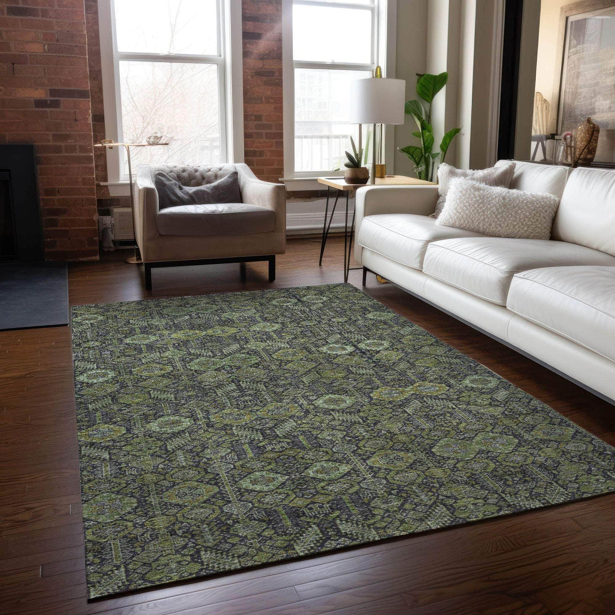 Machine Made ACN574 Green  Rugs #color_green 