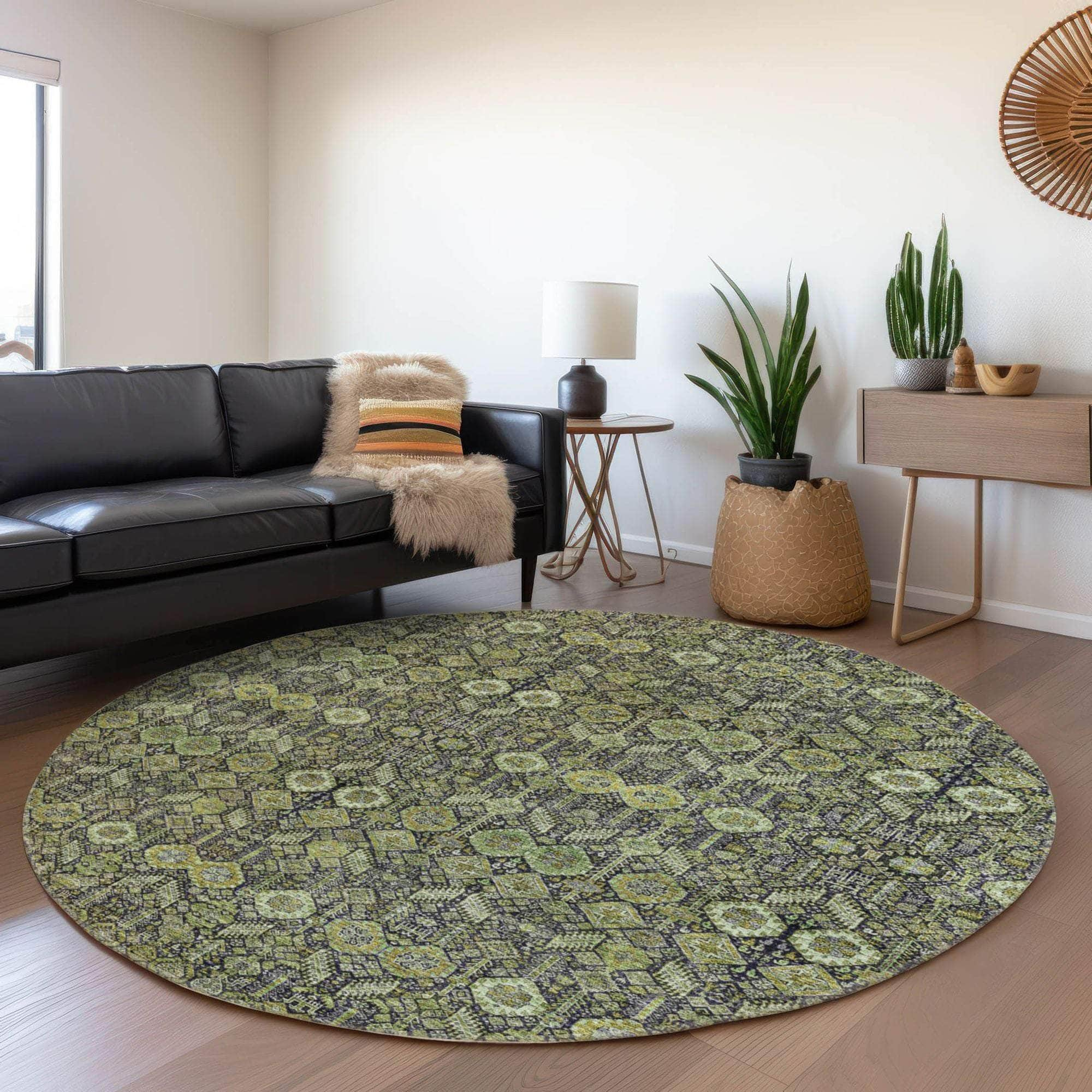 Machine Made ACN574 Green  Rugs #color_green 