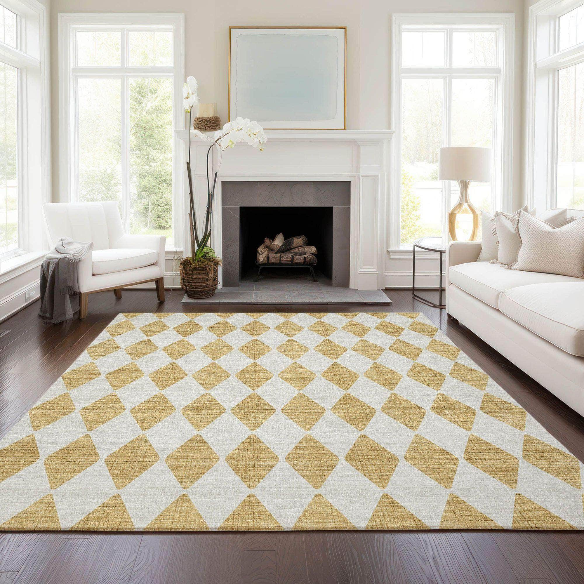 Machine Made ACN578 Gold  Rugs #color_gold 