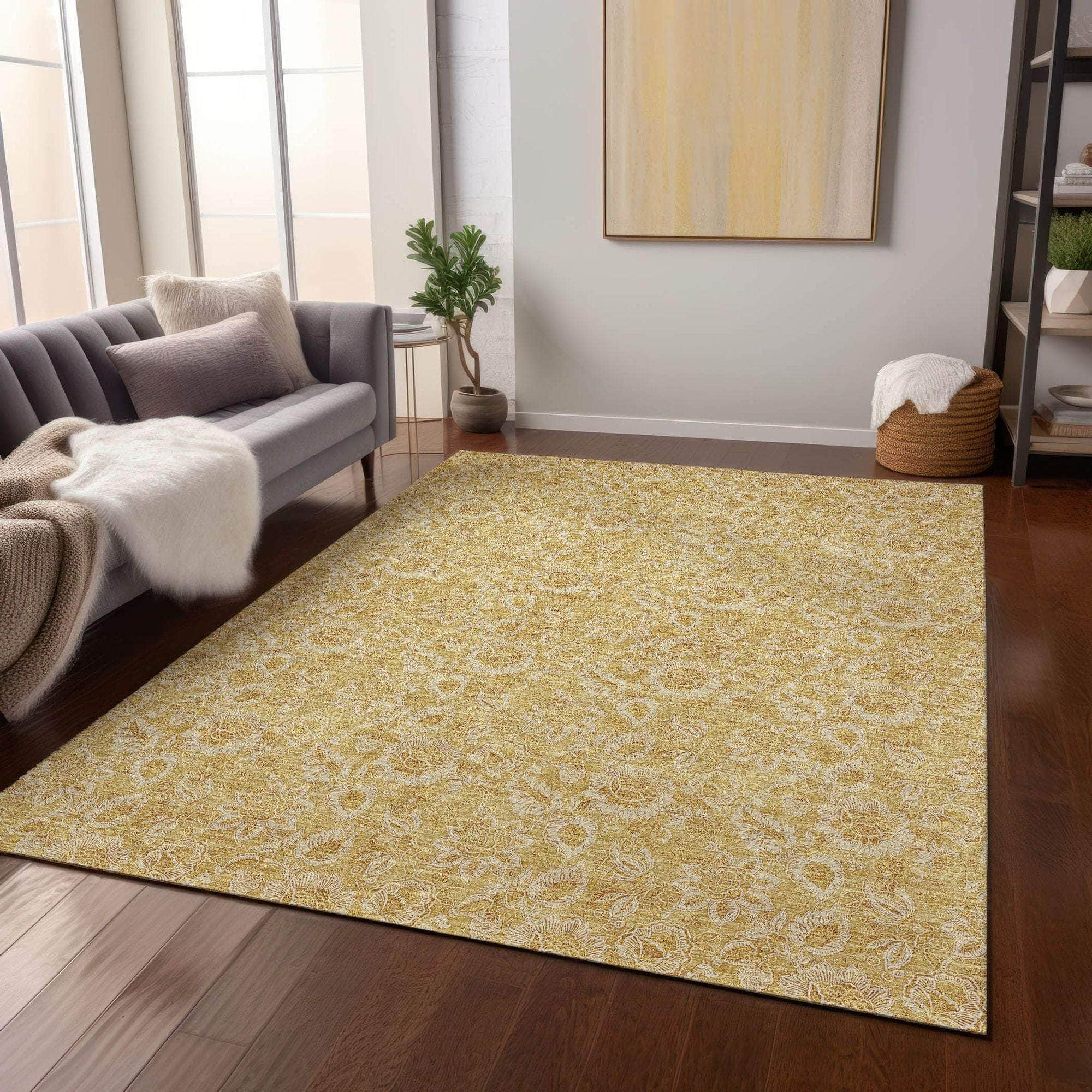 Machine Made ACN661 Gold  Rugs #color_gold 