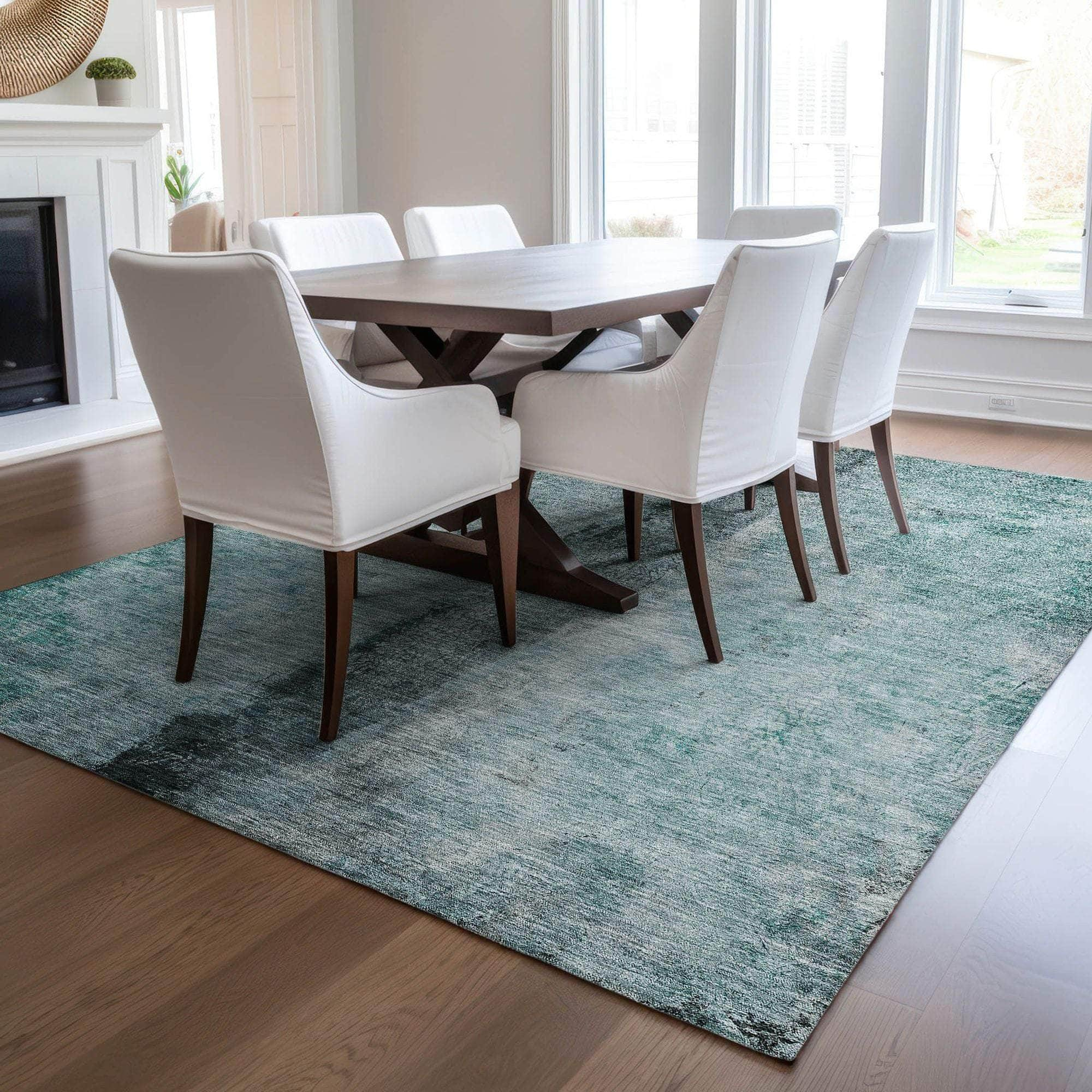 Machine Made ACN605 Teal  Rugs #color_teal 