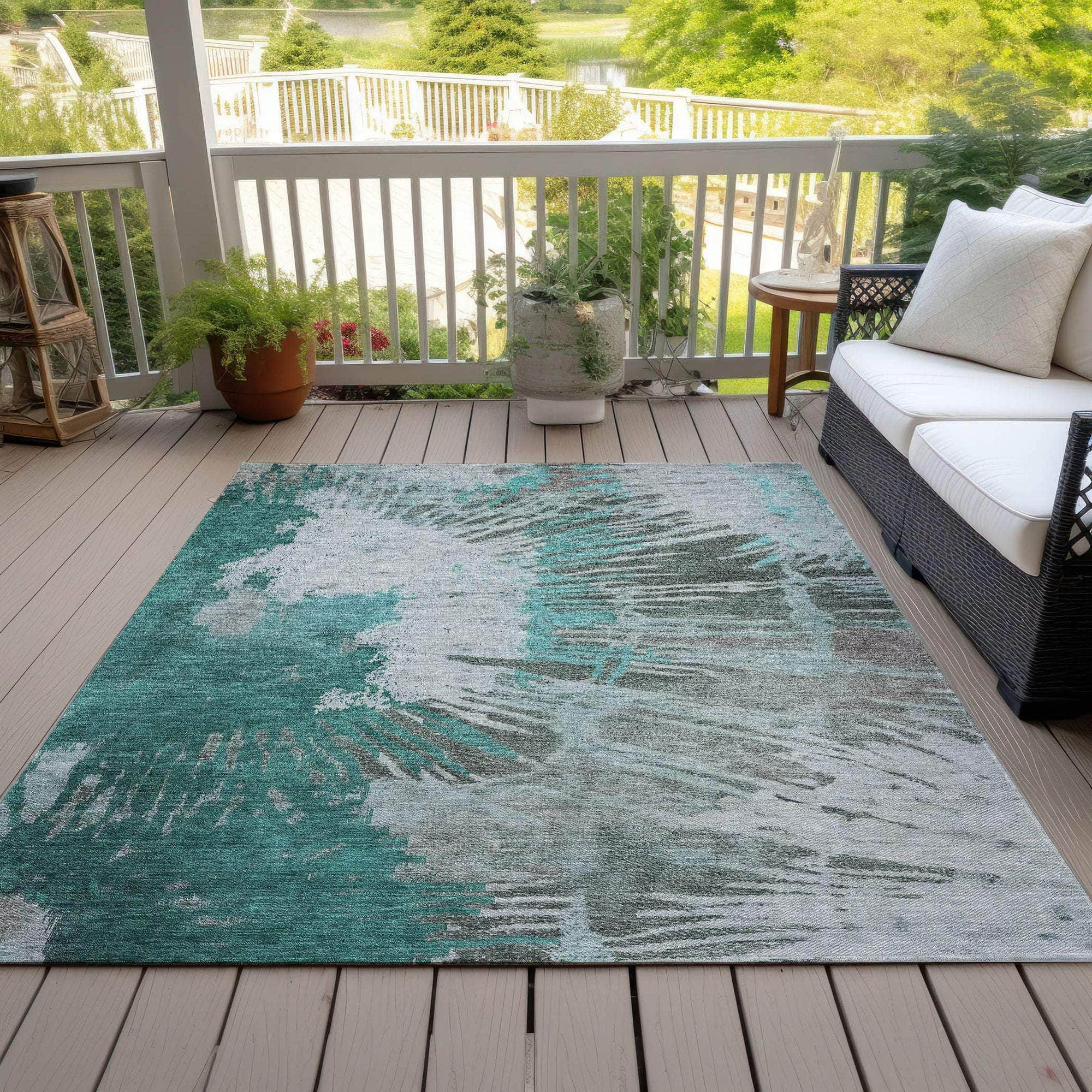 Machine Made ACN645 Teal  Rugs #color_teal 