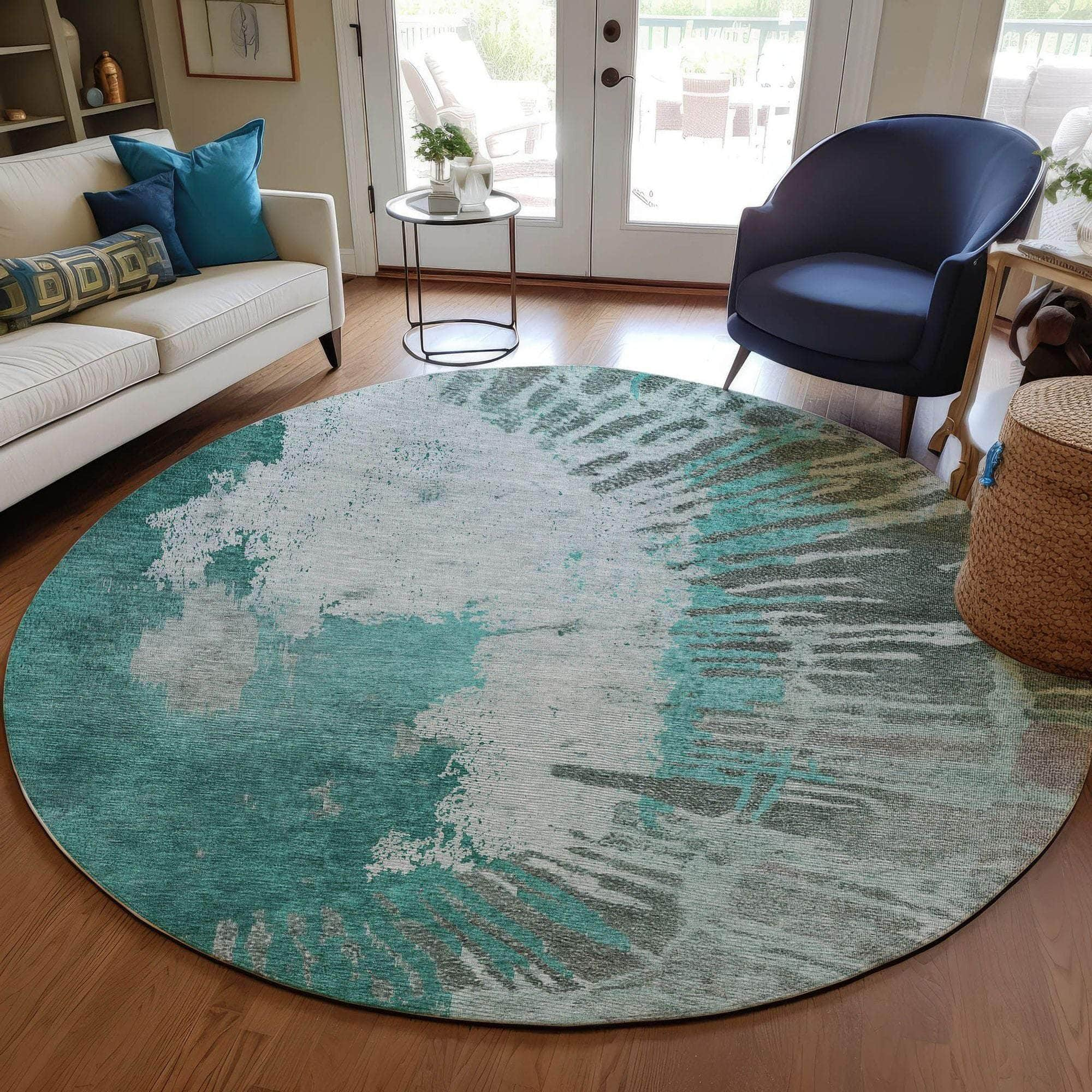 Machine Made ACN645 Teal  Rugs #color_teal 