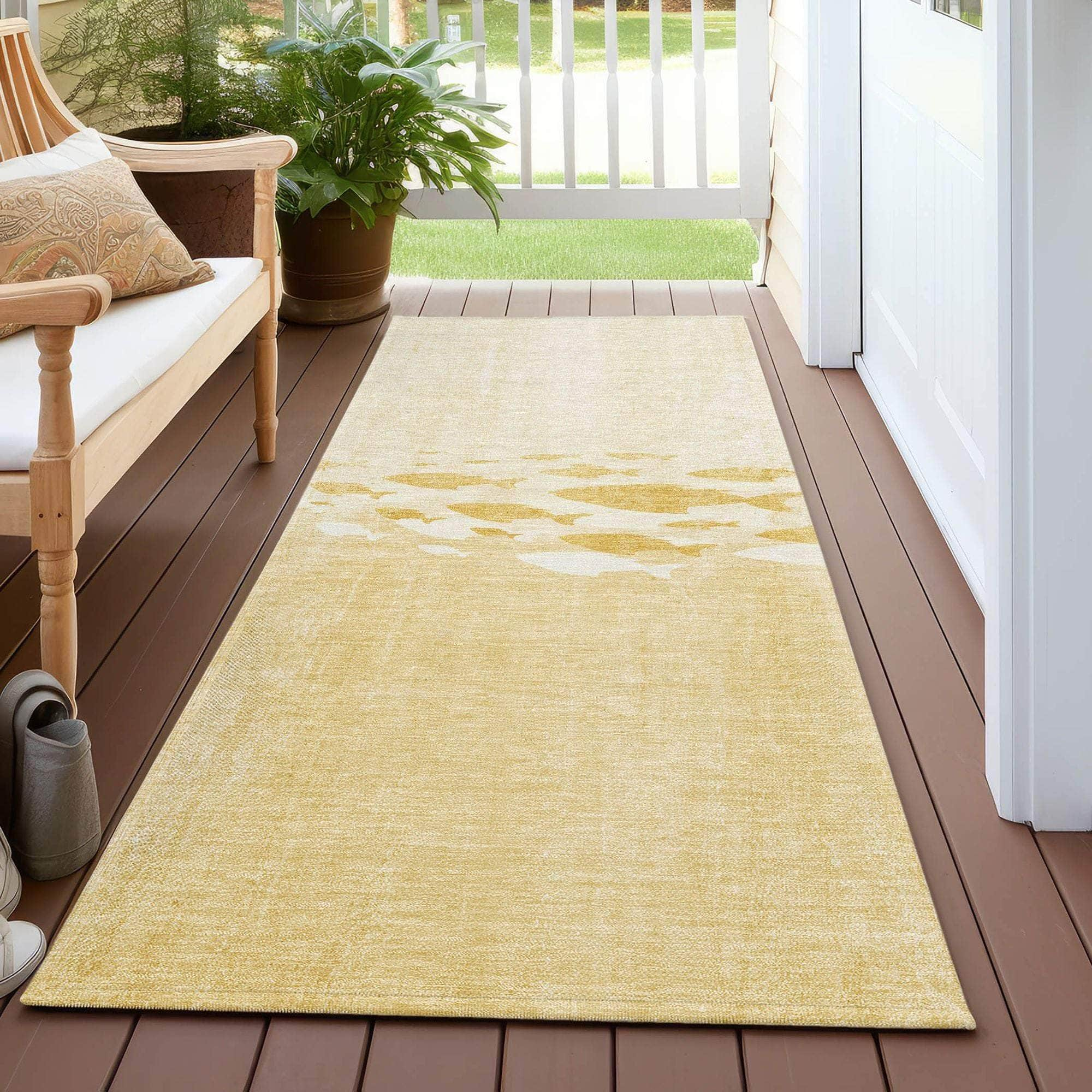 Machine Made ACN627 Gold  Rugs #color_gold 