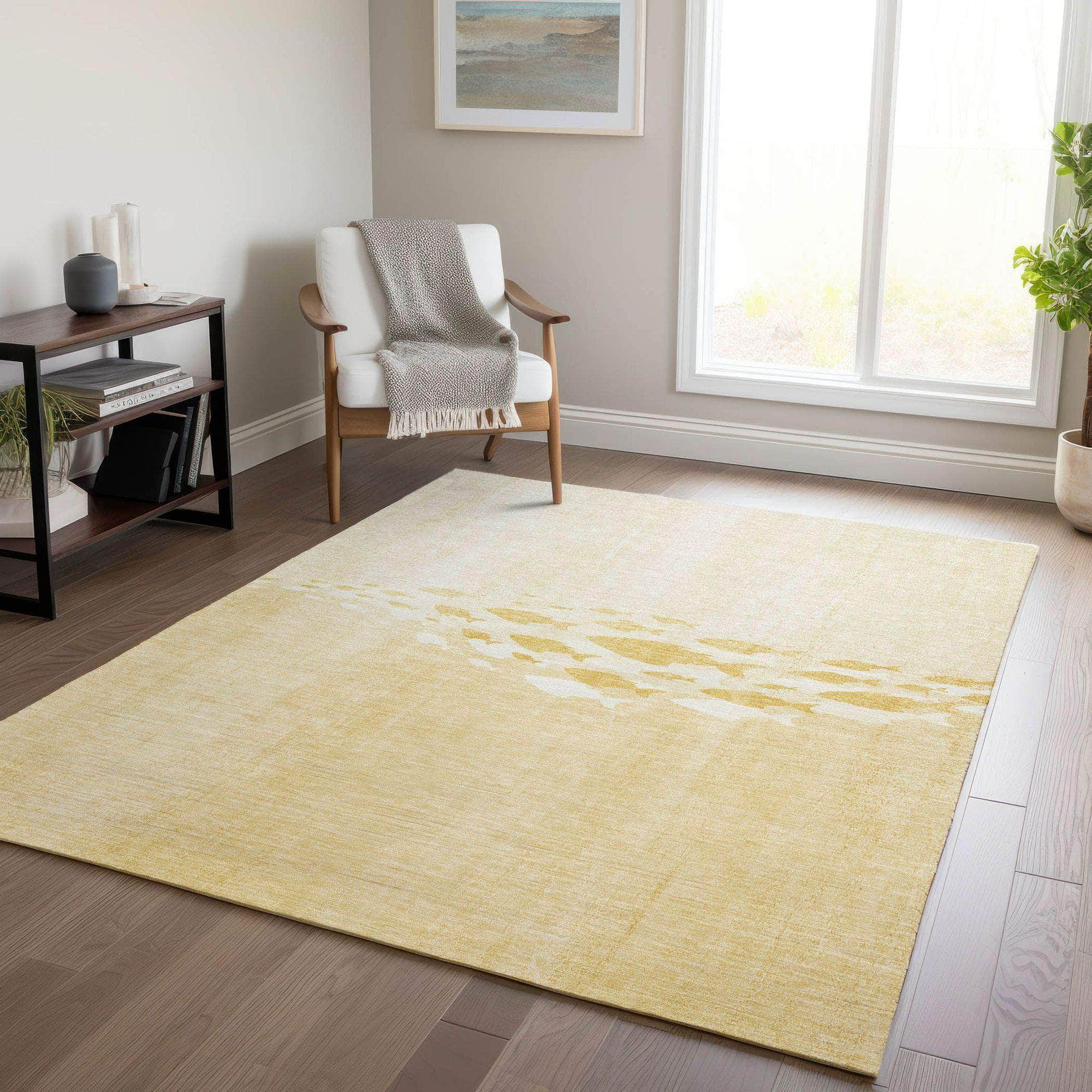 Machine Made ACN627 Gold  Rugs #color_gold 