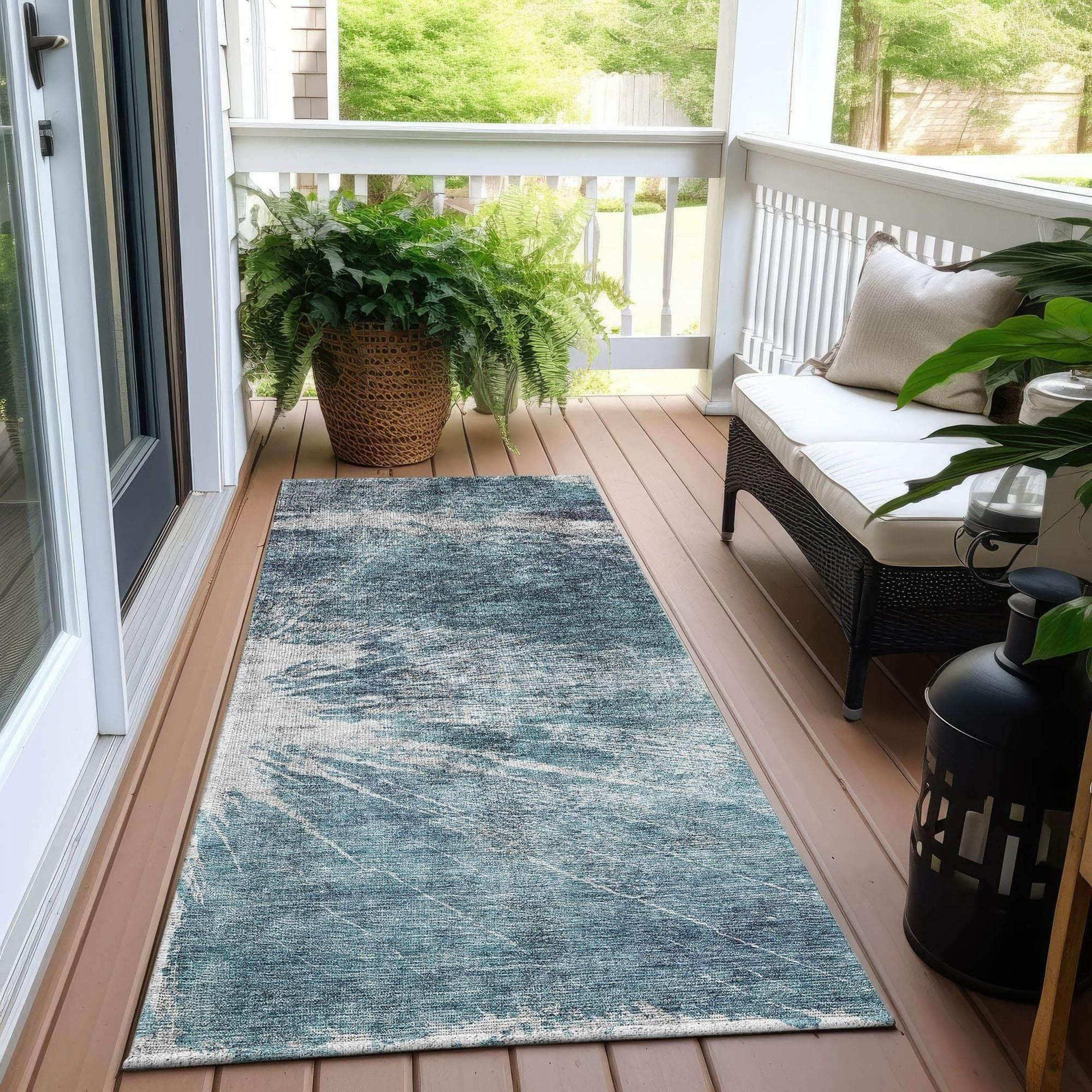 Machine Made ACN719 Teal  Rugs #color_teal 