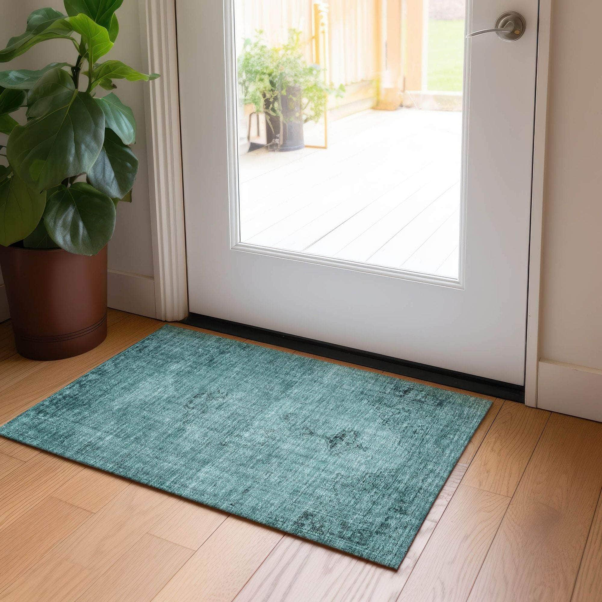 Machine Made ACN658 Teal  Rugs #color_teal 