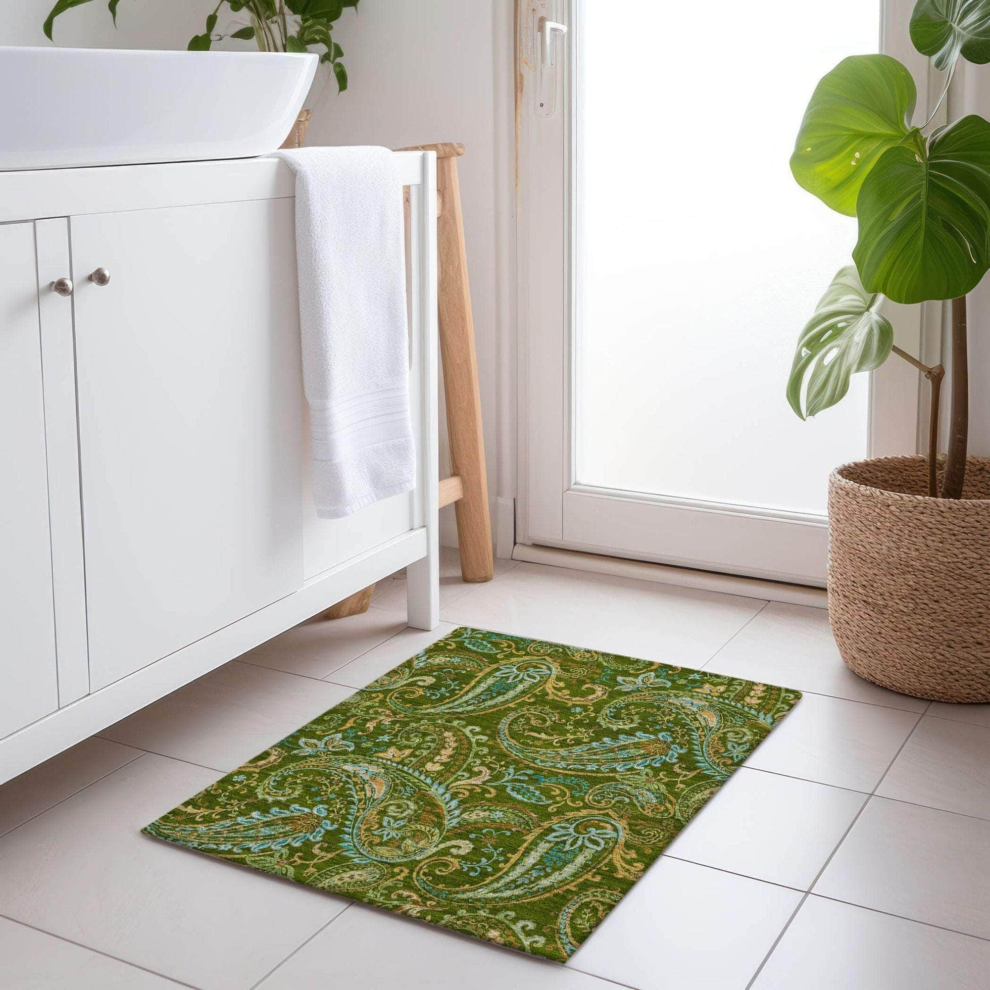 Machine Made ACN533 Green  Rugs #color_green 