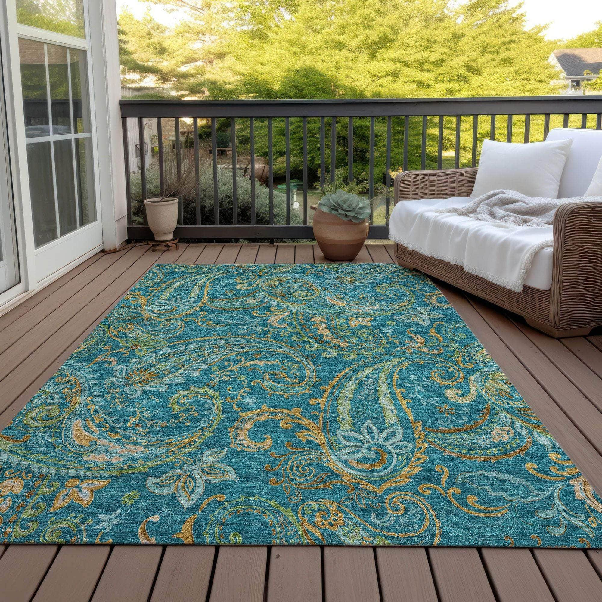 Machine Made ACN533 Teal  Rugs #color_teal 