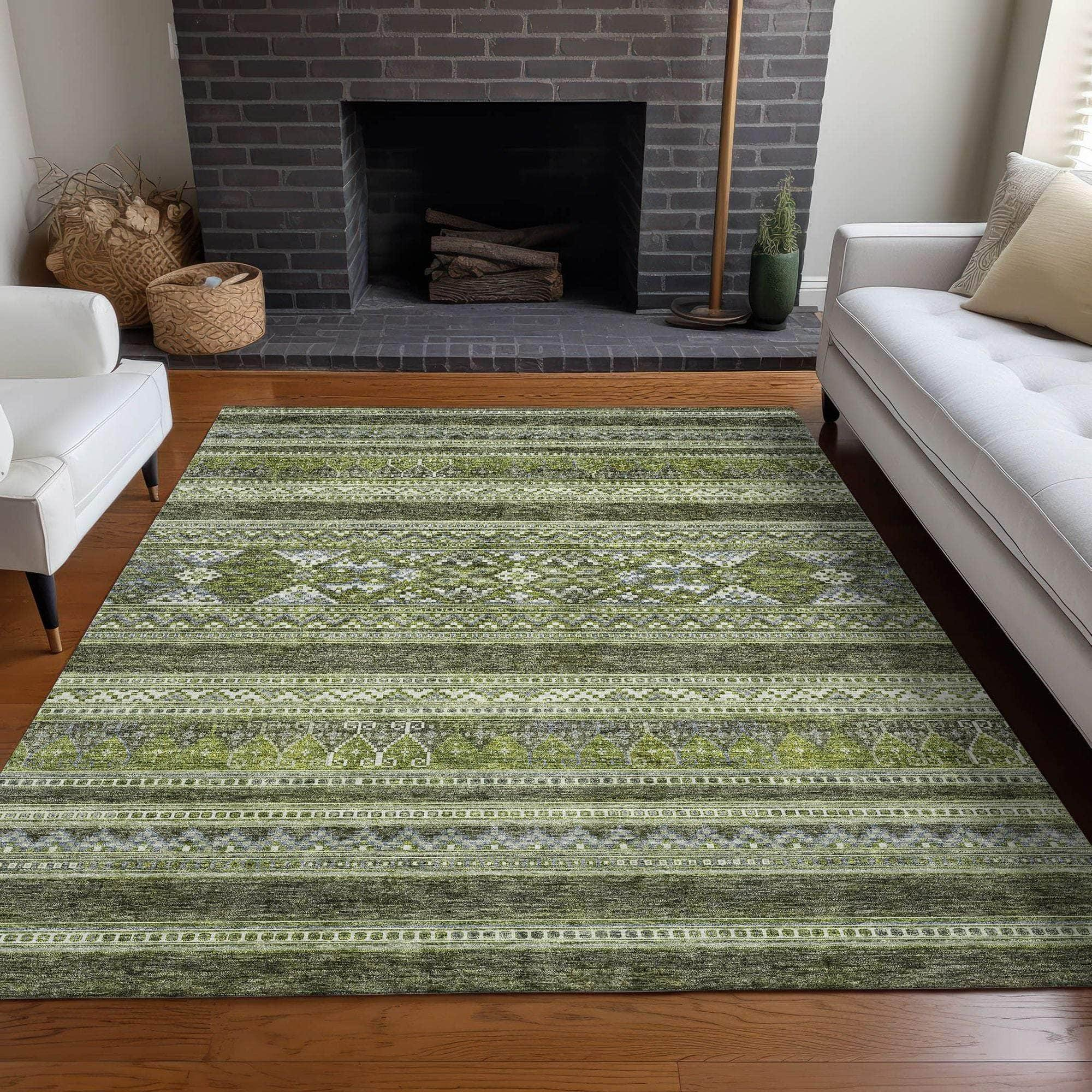 Machine Made ACN714 Olive Green Rugs #color_olive green