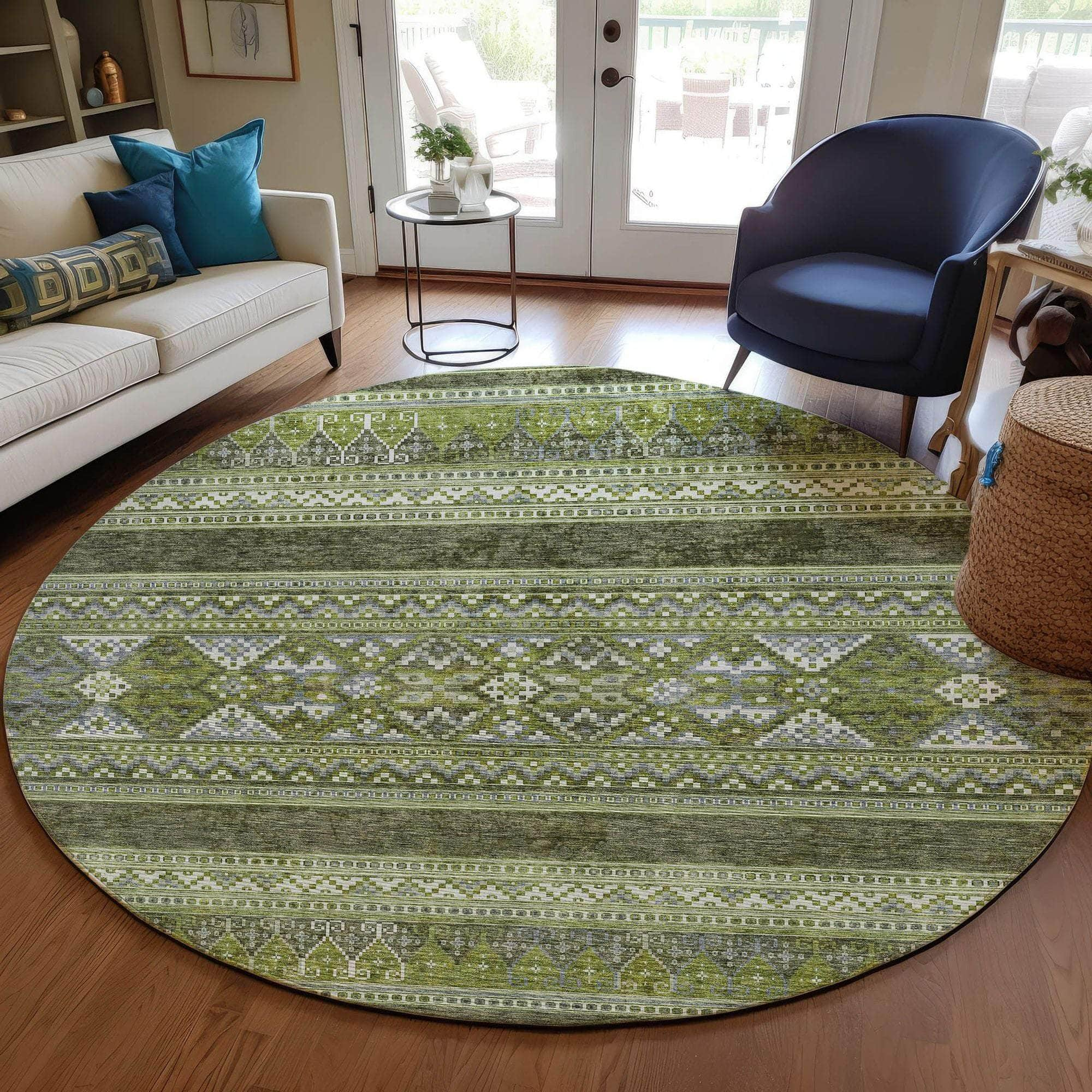 Machine Made ACN714 Olive Green Rugs #color_olive green