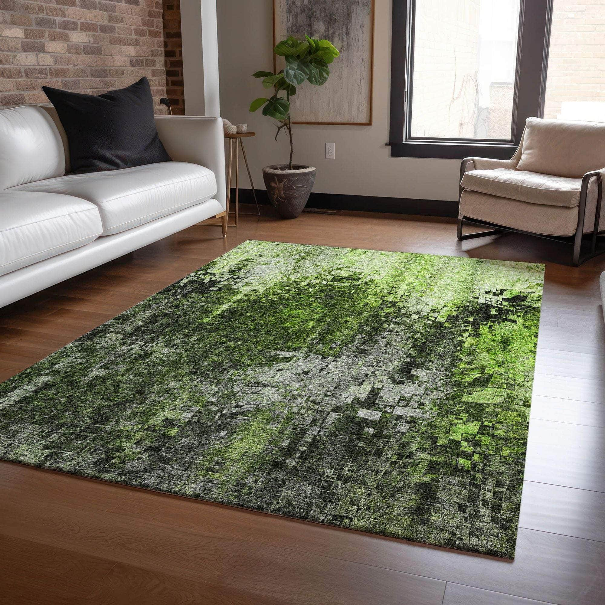 Machine Made ACN581 Green  Rugs #color_green 