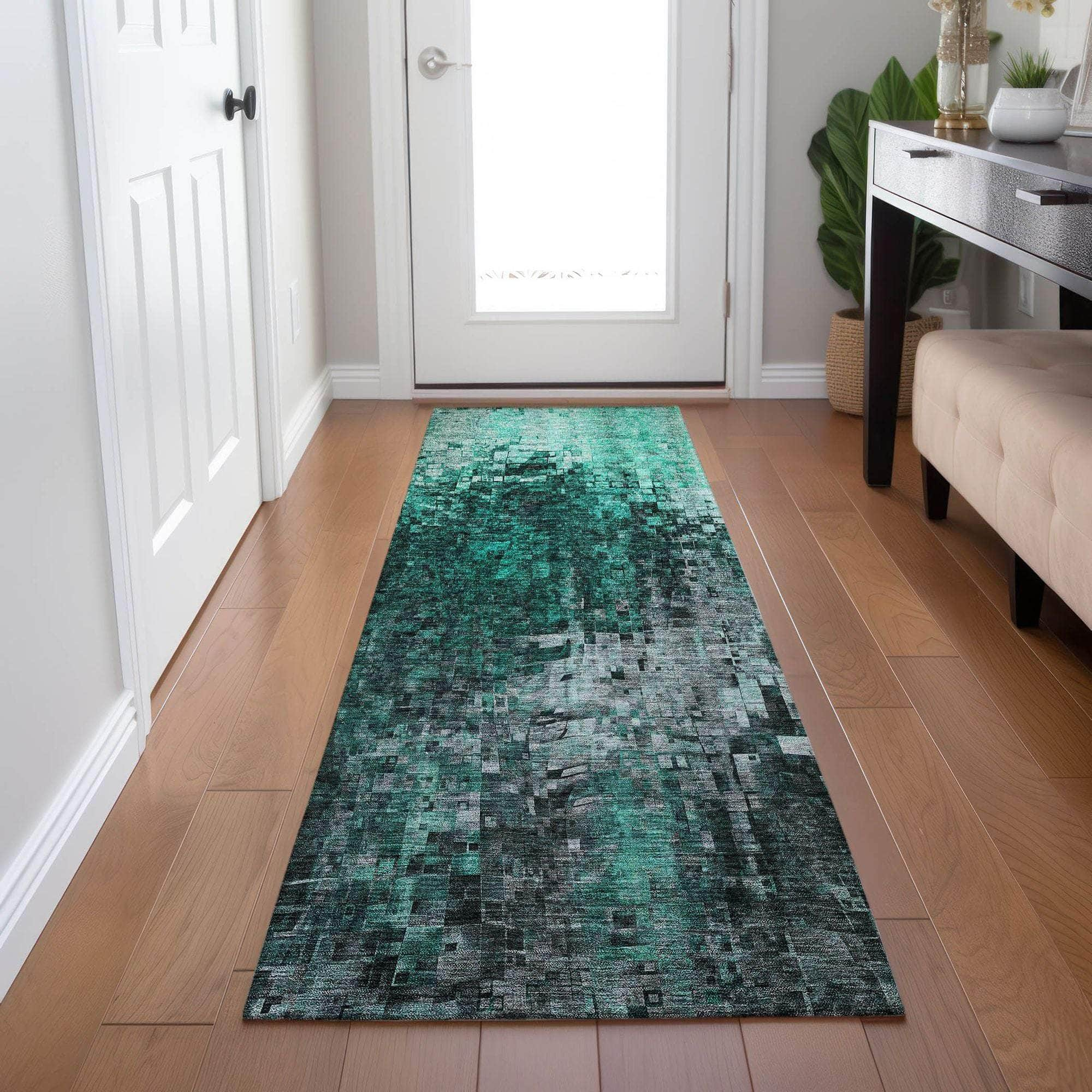 Machine Made ACN581 Teal  Rugs #color_teal 