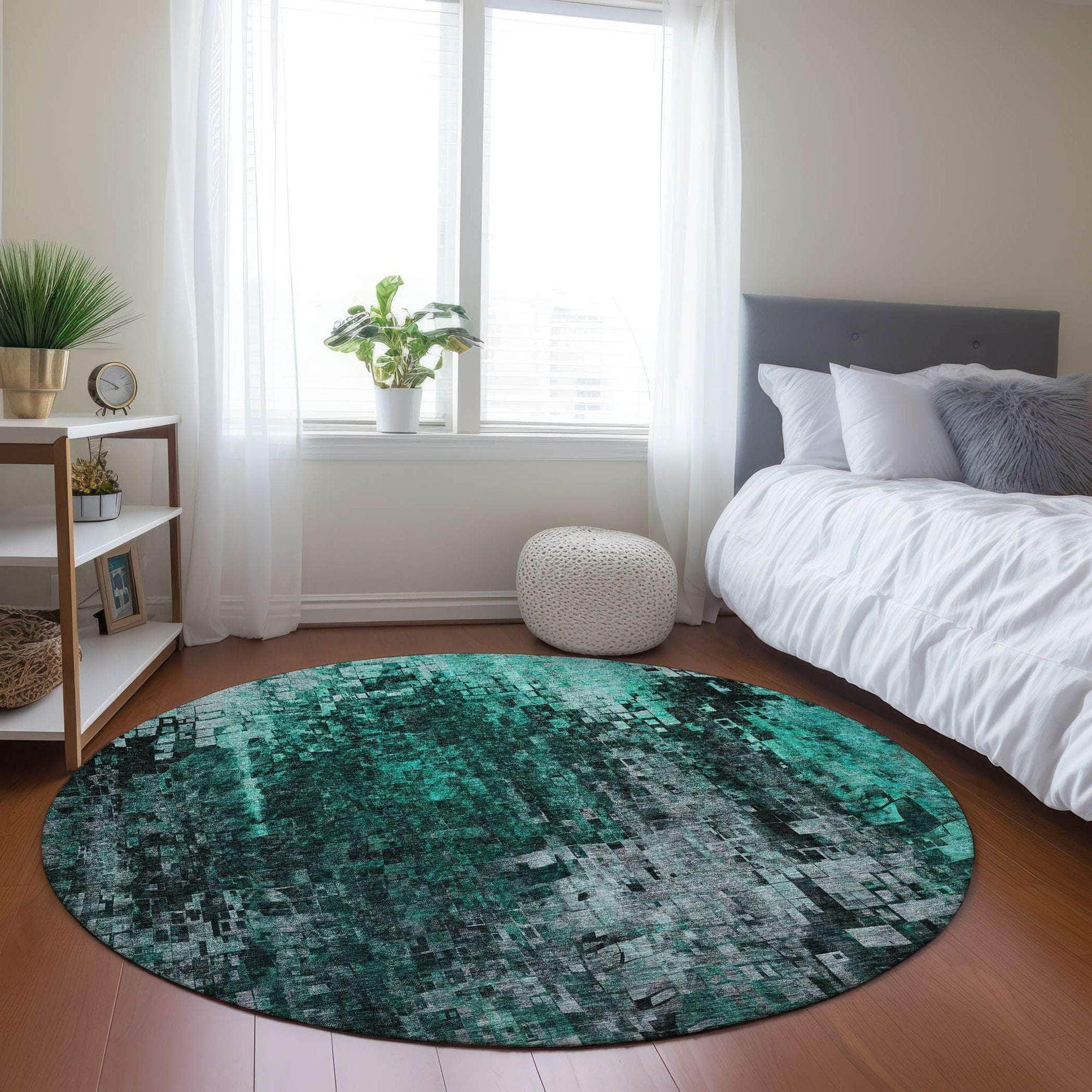 Machine Made ACN581 Teal  Rugs #color_teal 