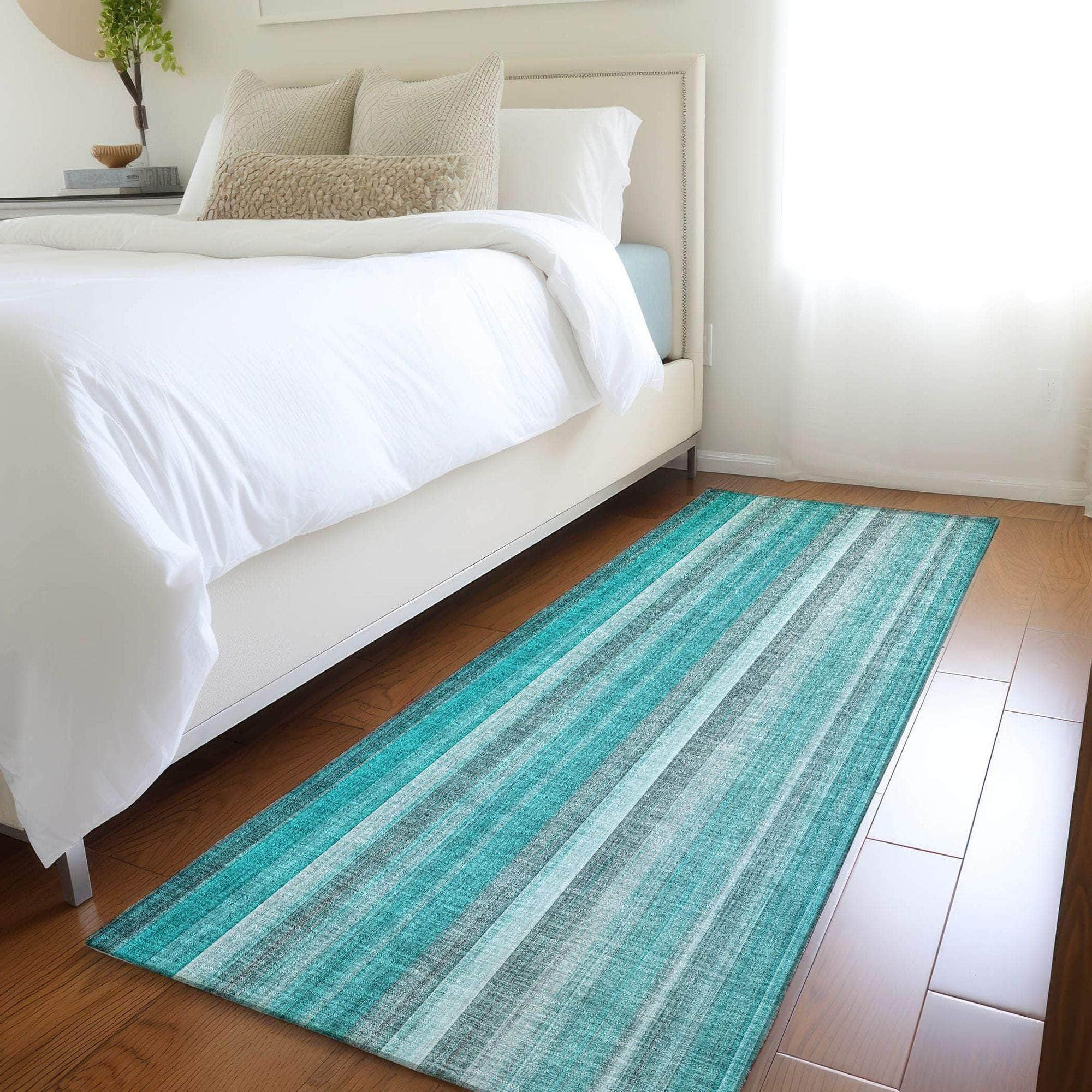 Machine Made ACN543 Teal  Rugs #color_teal 