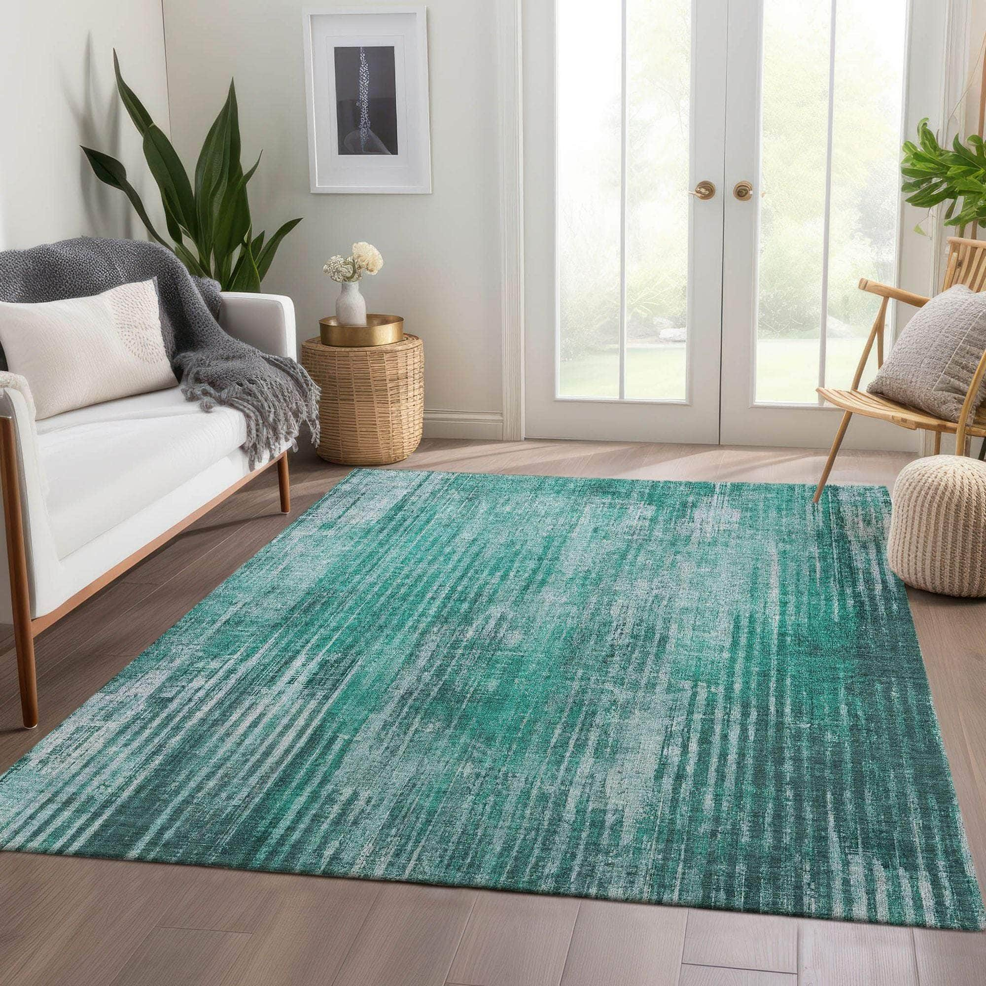 Machine Made ACN582 Teal  Rugs #color_teal 