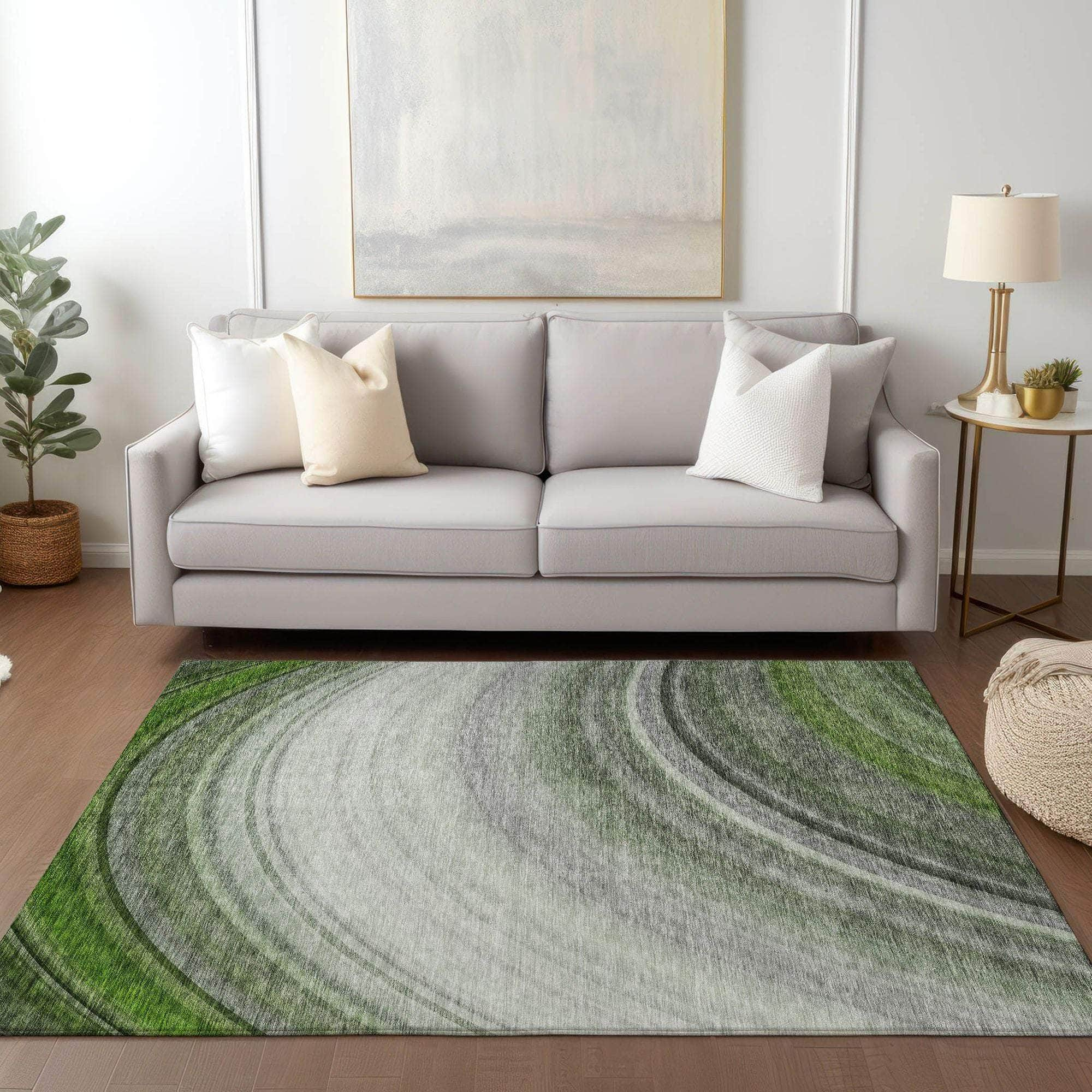 Machine Made ACN584 Green  Rugs #color_green 