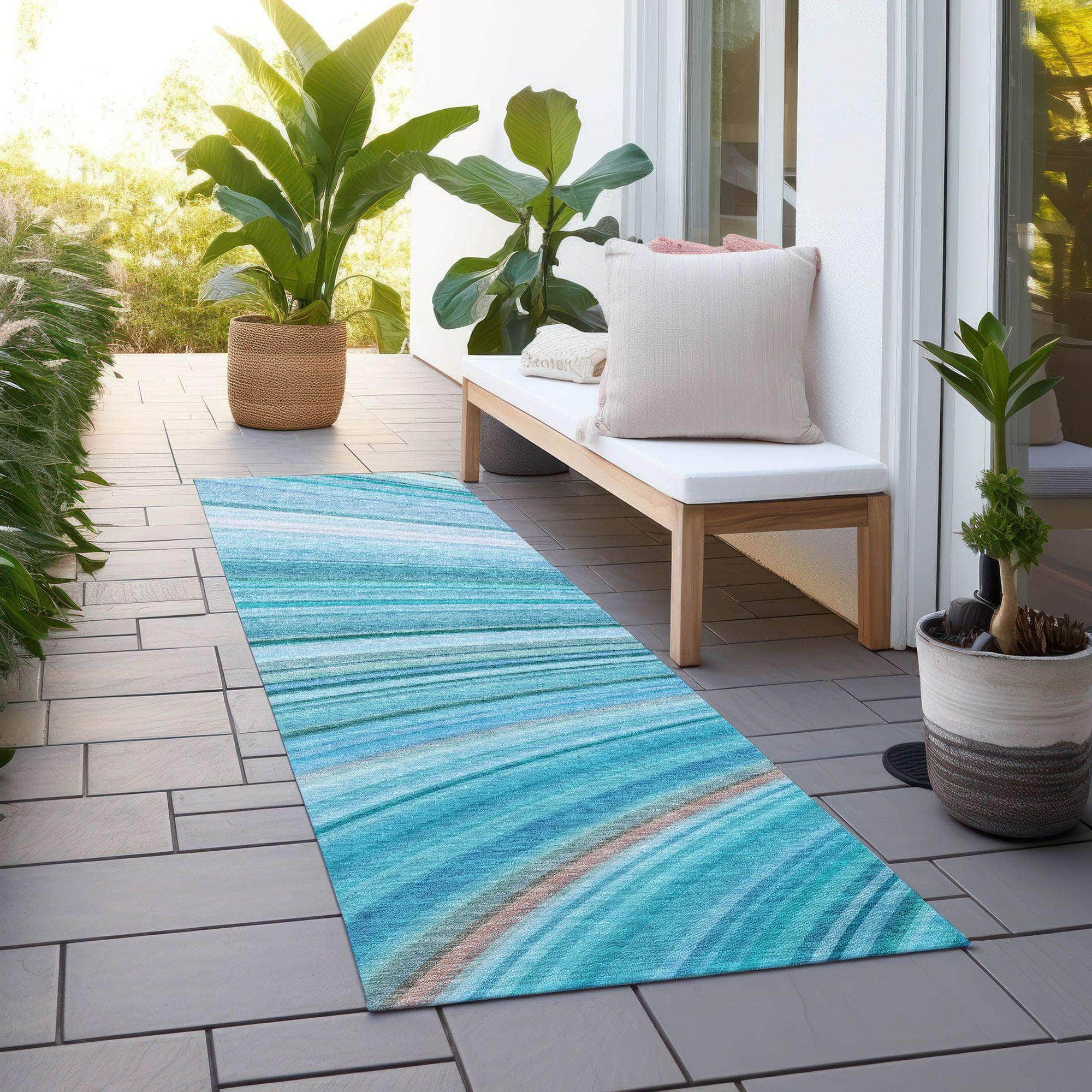 Machine Made ACN585 Teal  Rugs #color_teal 