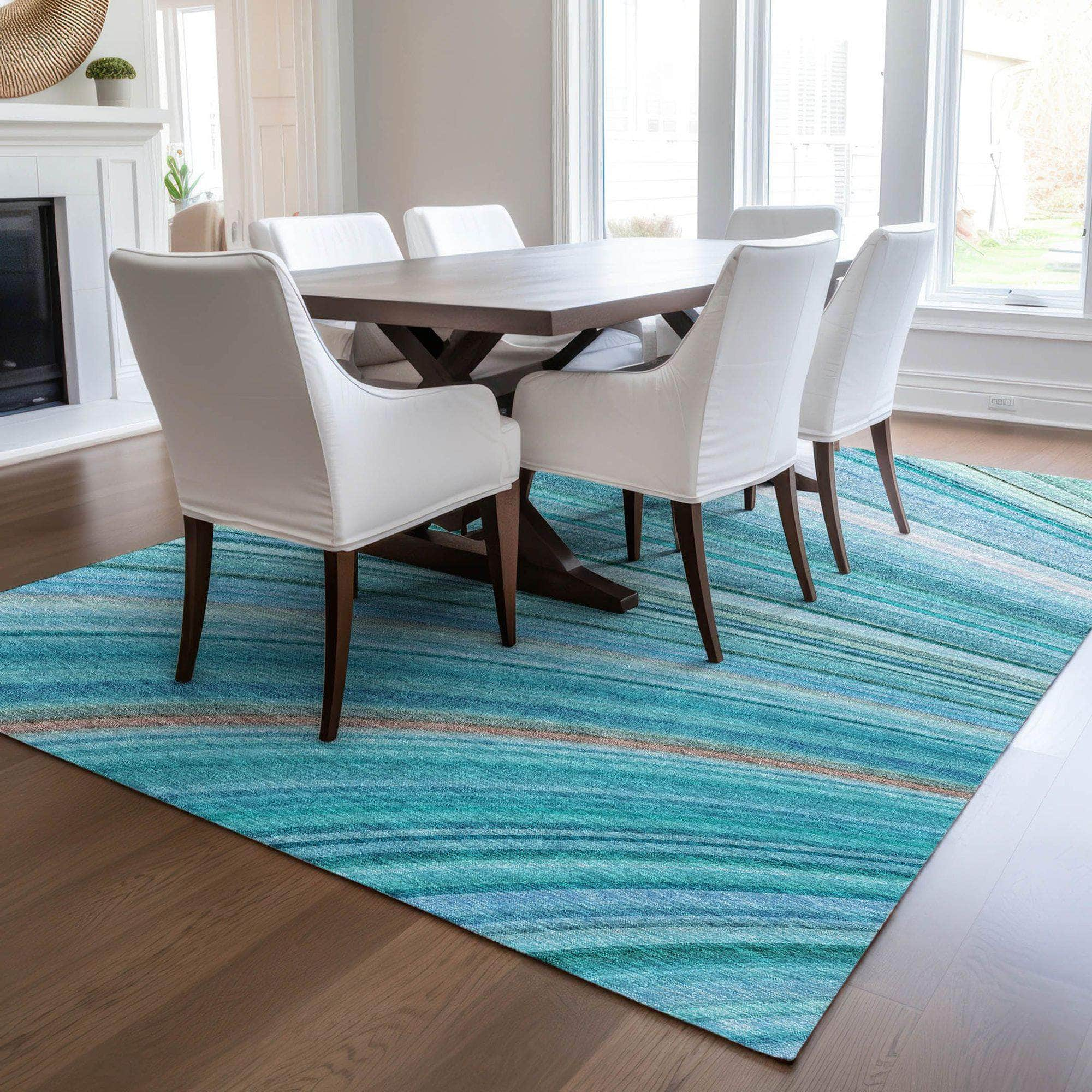 Machine Made ACN585 Teal  Rugs #color_teal 