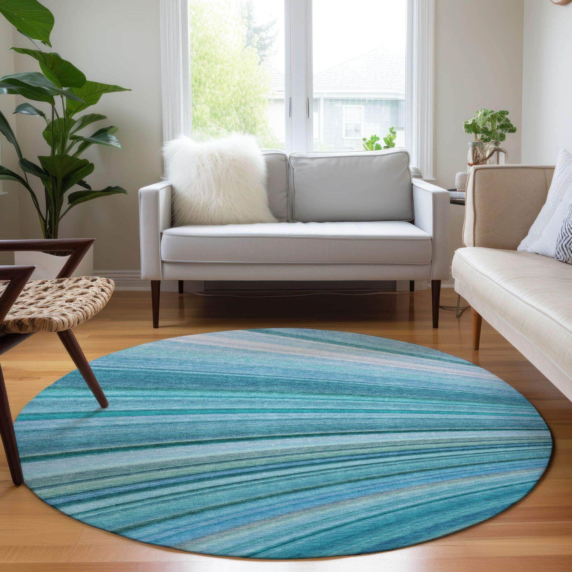 Machine Made ACN585 Teal  Rugs #color_teal 