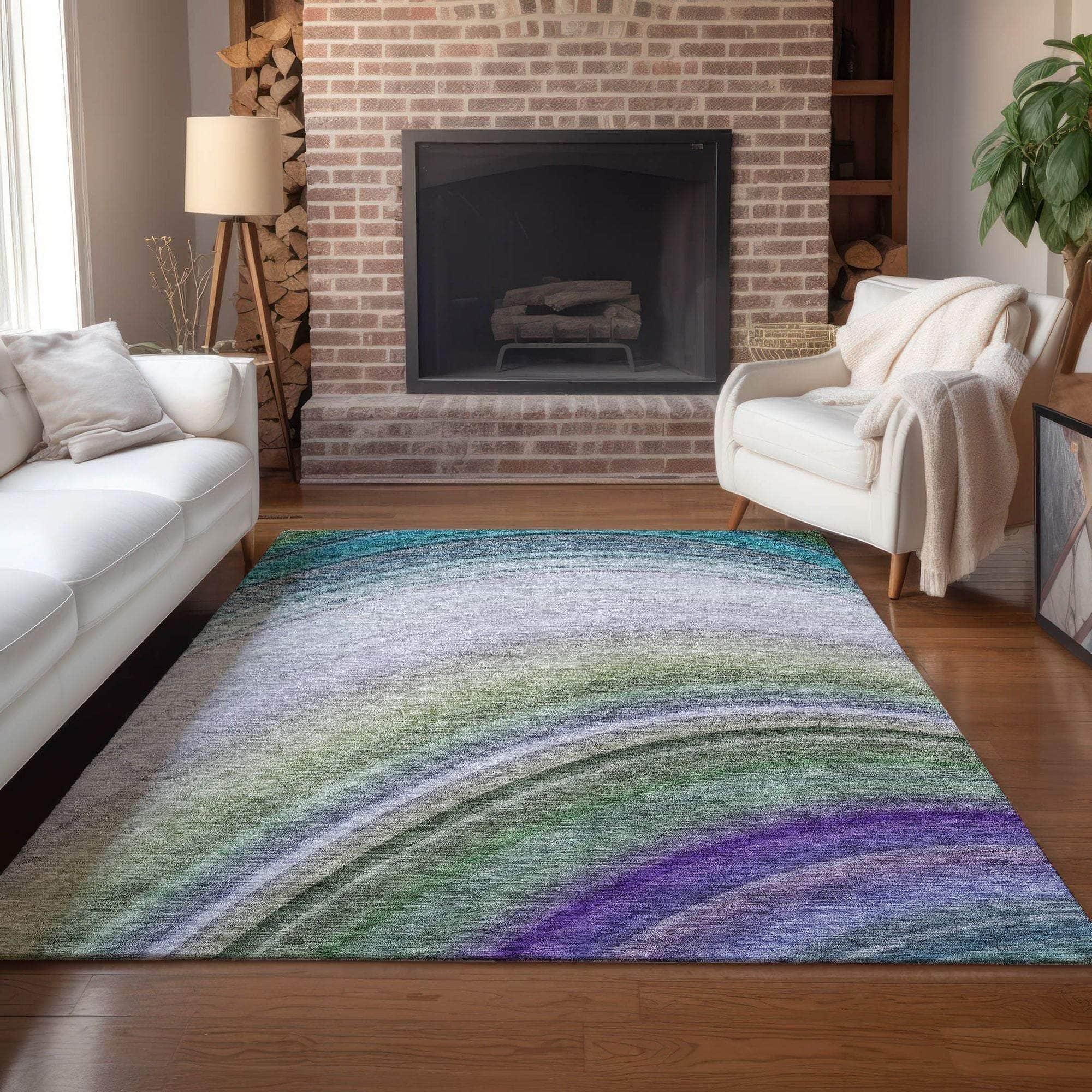 Machine Made ACN584 Teal  Rugs #color_teal 