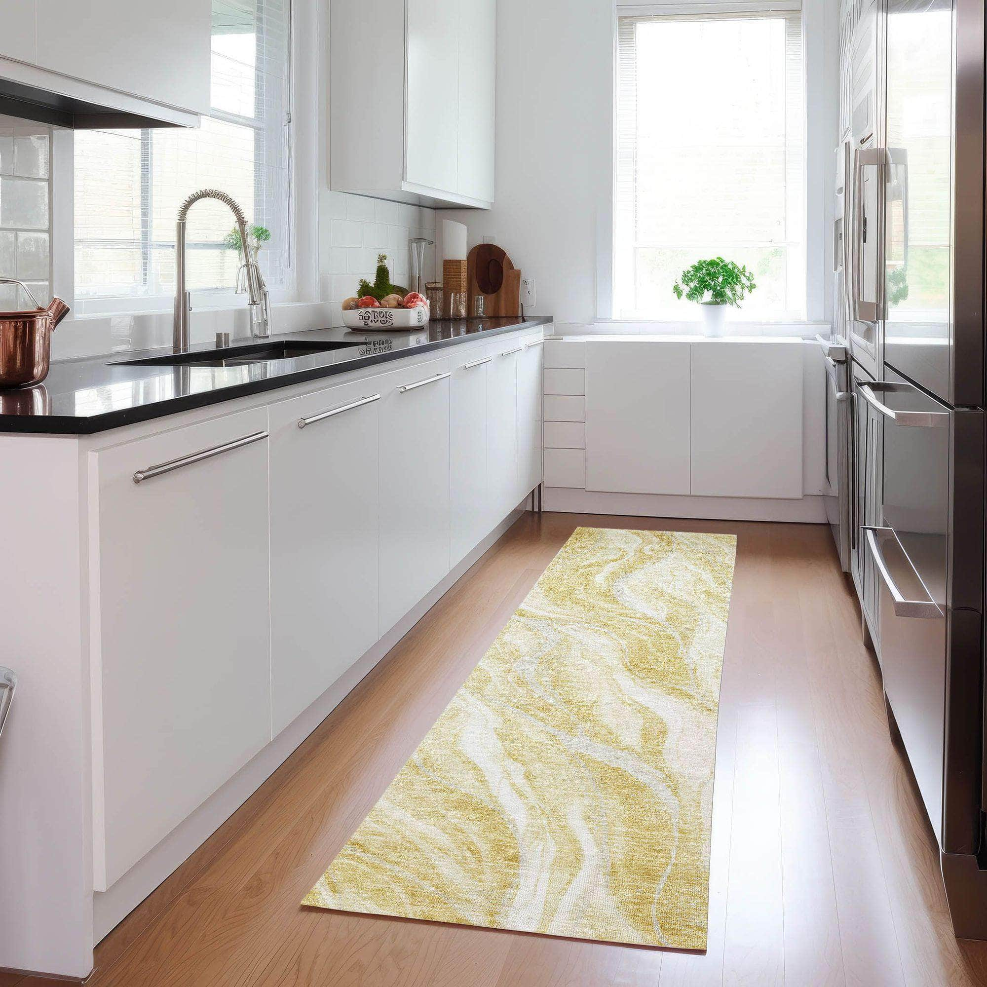 Machine Made ACN720 Gold  Rugs #color_gold 