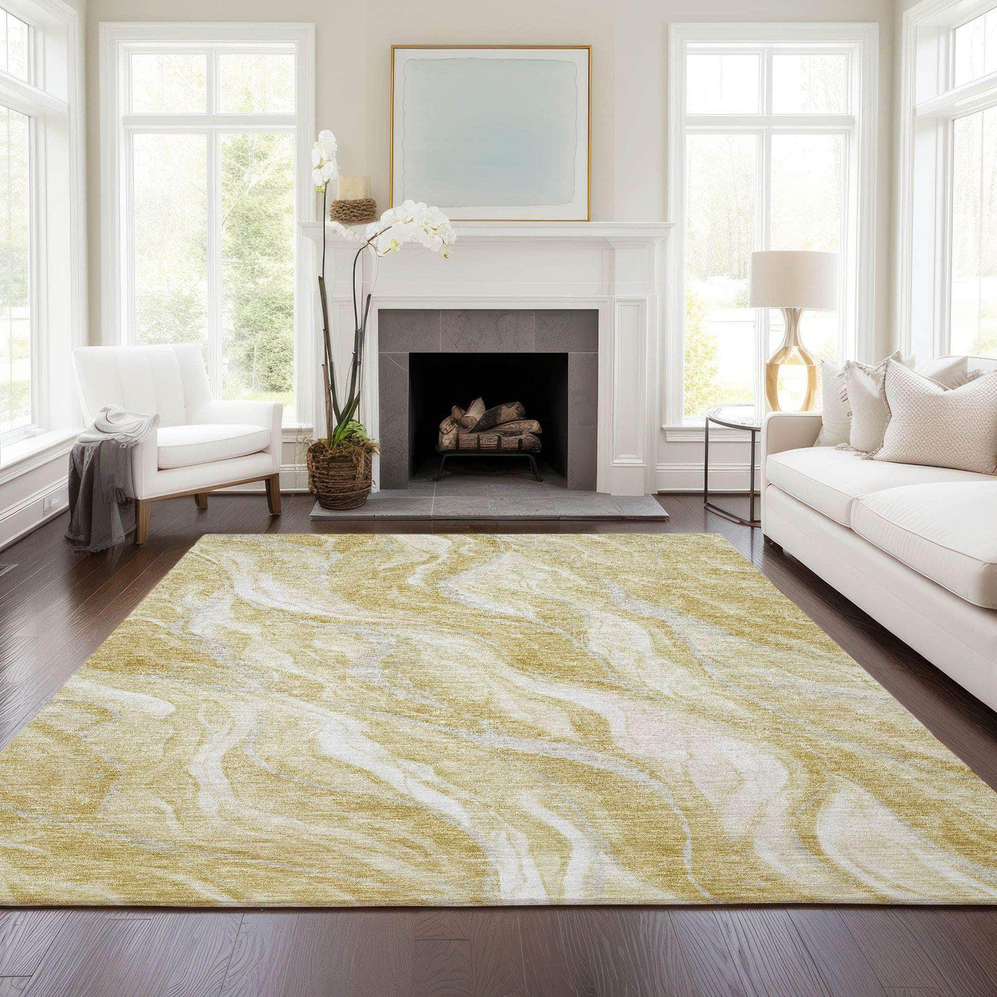 Machine Made ACN720 Gold  Rugs #color_gold 