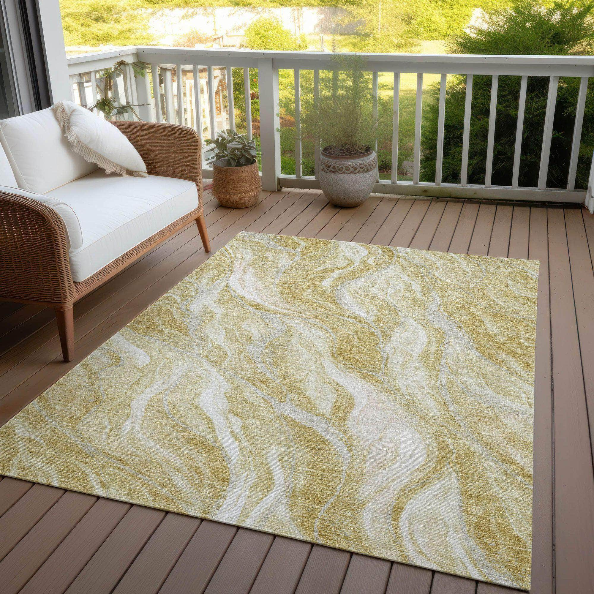 Machine Made ACN720 Gold  Rugs #color_gold 