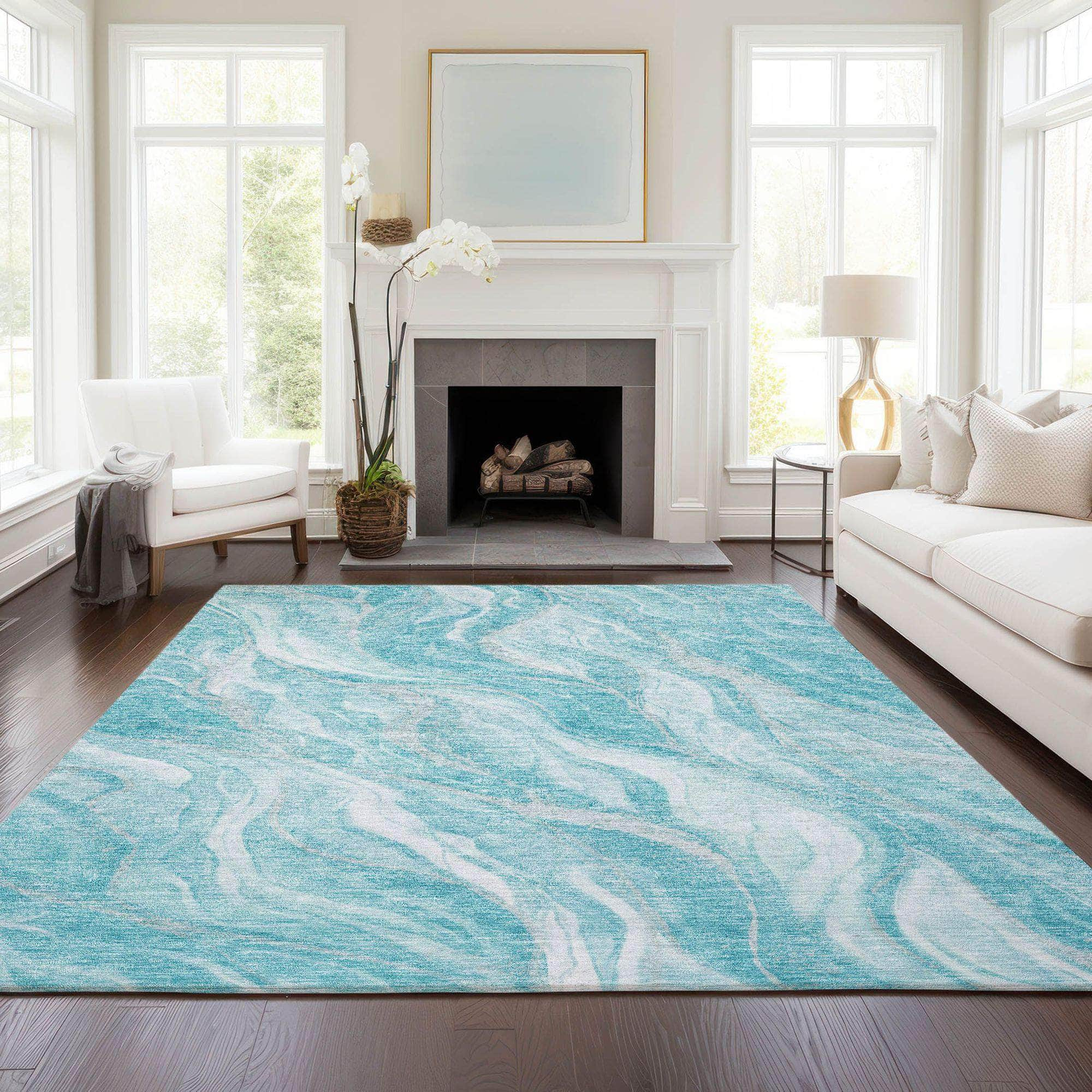 Machine Made ACN720 Teal  Rugs #color_teal 