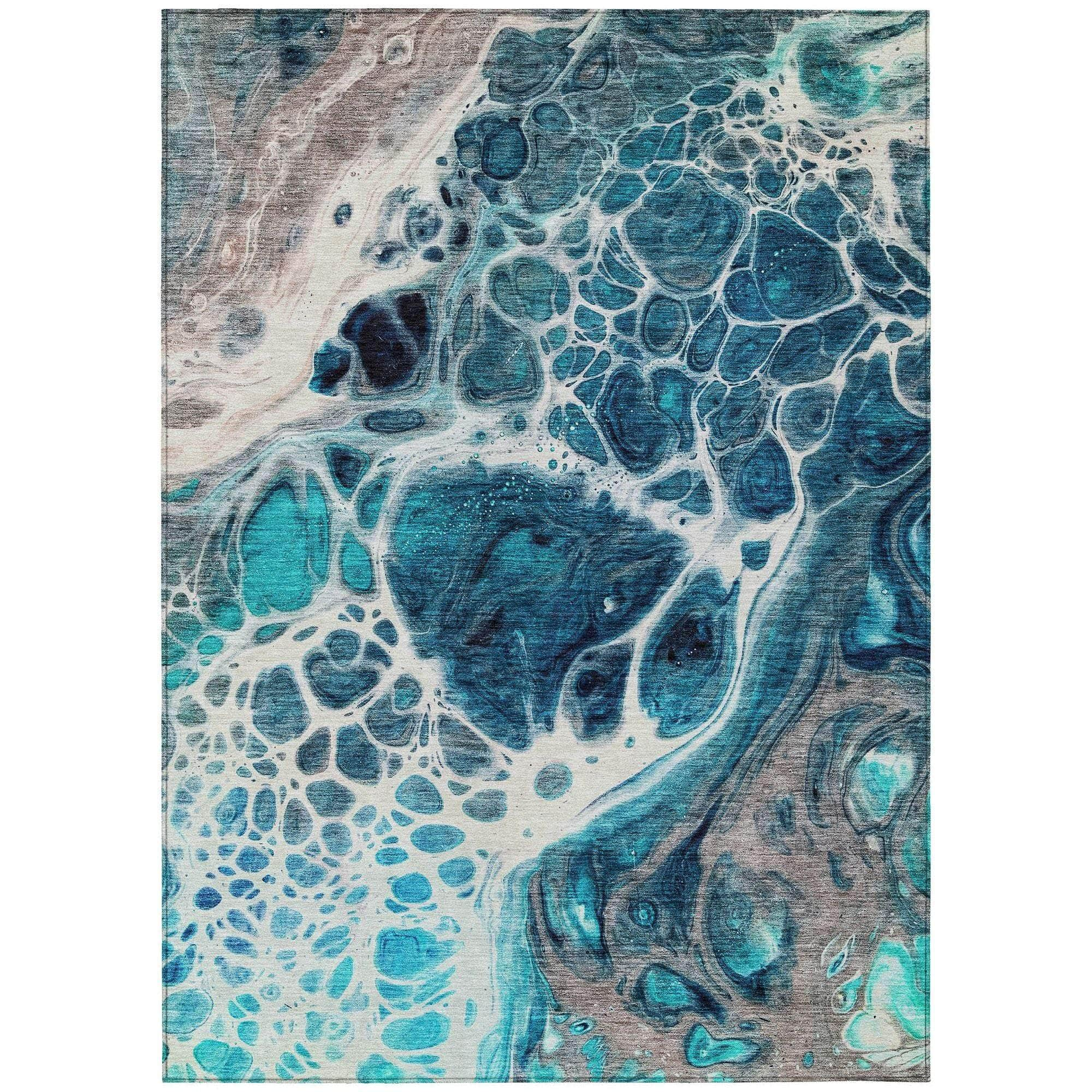 Machine Made ACN682 Teal  Rugs #color_teal 