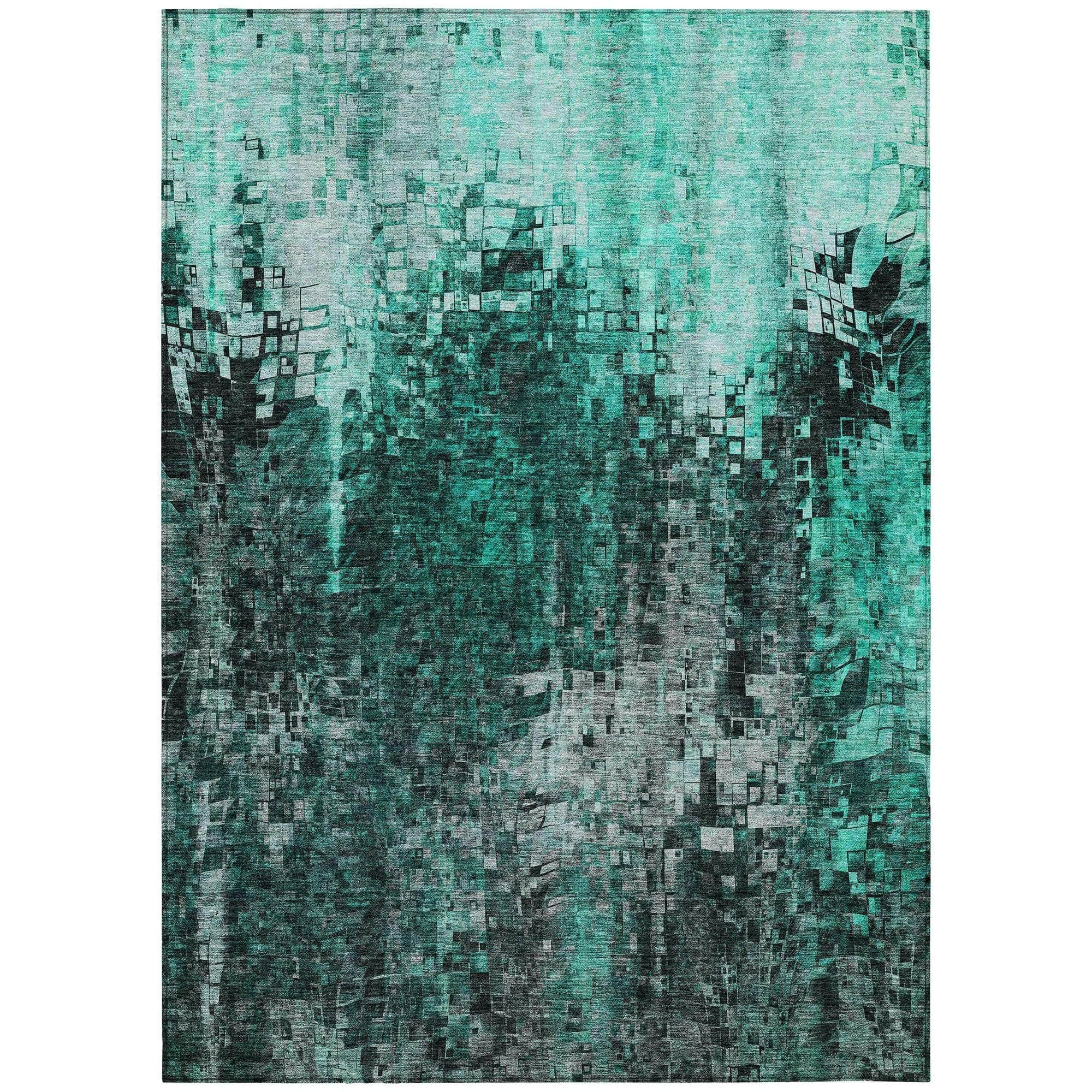 Machine Made ACN581 Teal  Rugs #color_teal 