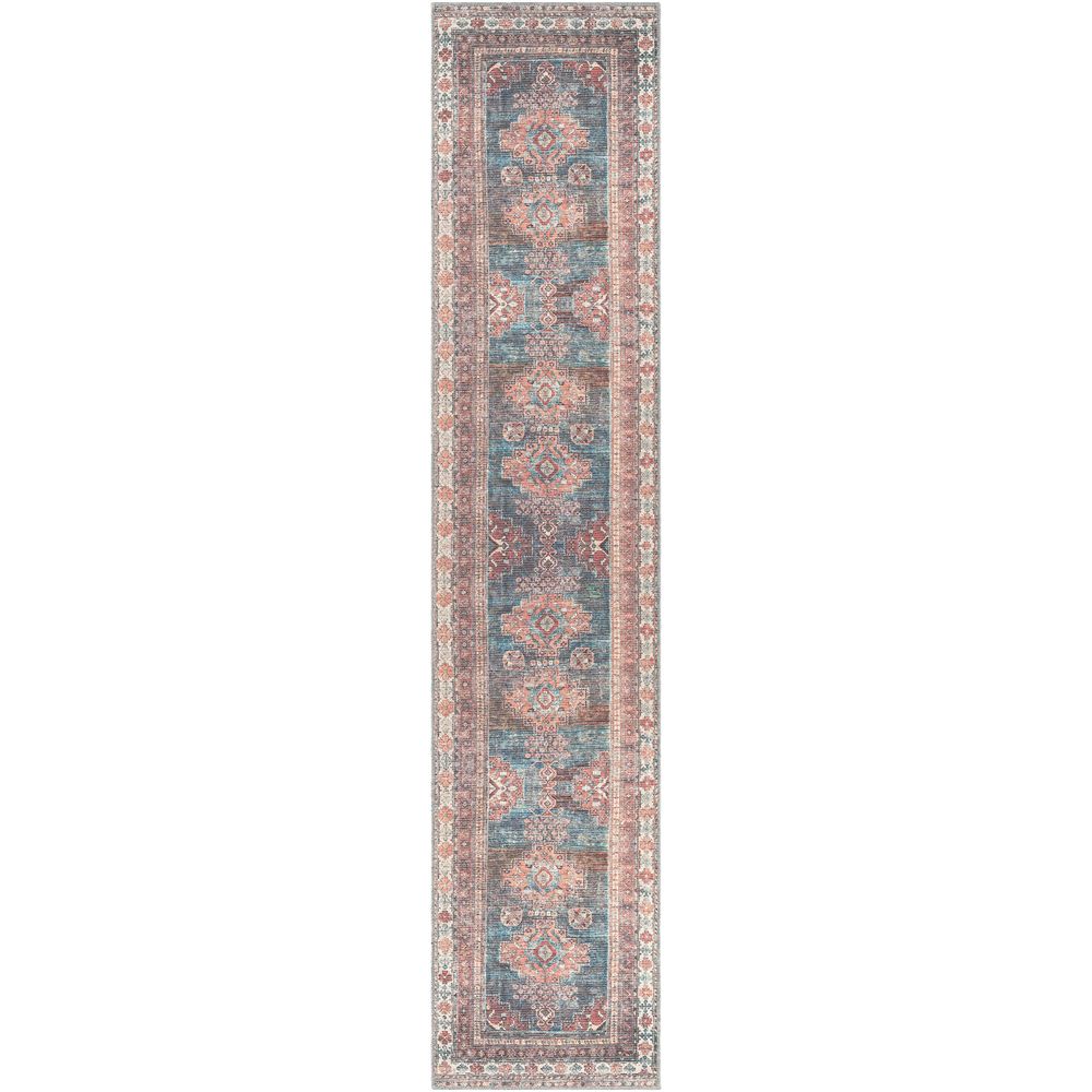Machine Woven CLN-2305 Blue, Dusty Coral Rugs #color_blue, dusty coral
