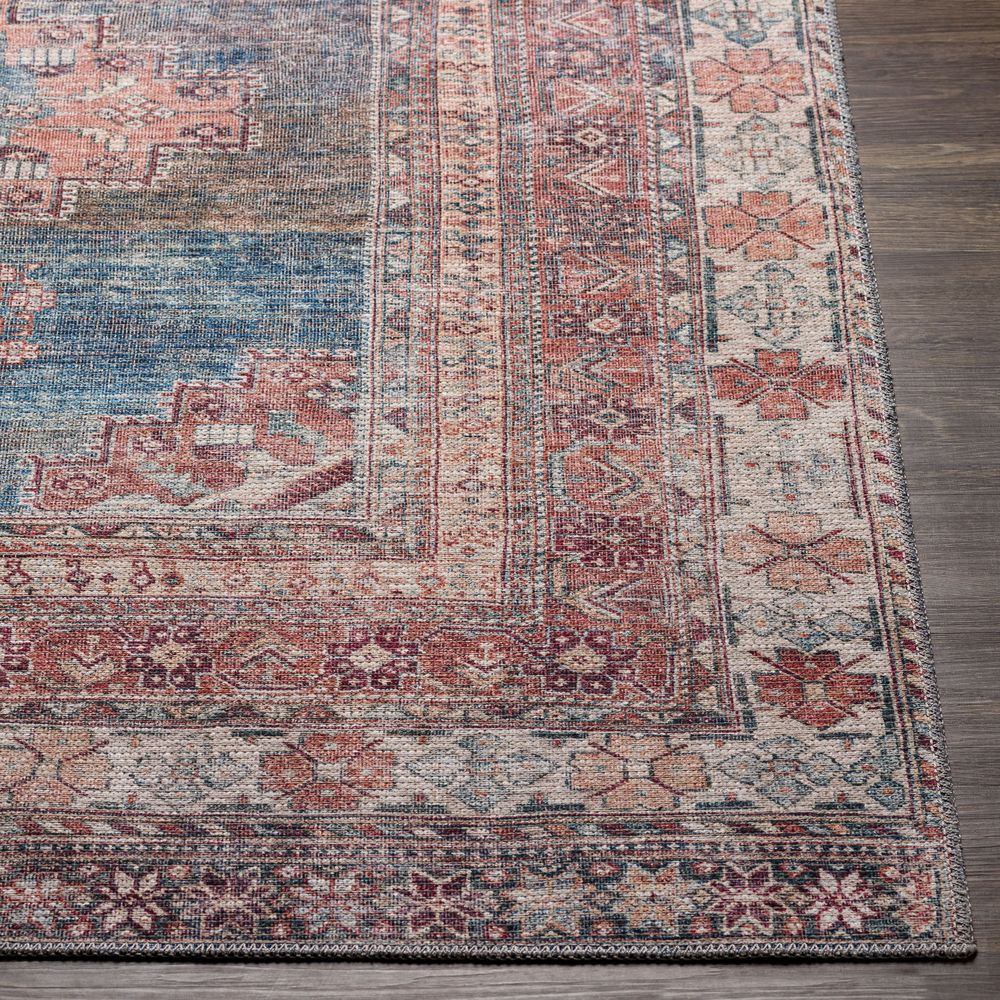 Machine Woven CLN-2305 Blue, Dusty Coral Rugs #color_blue, dusty coral