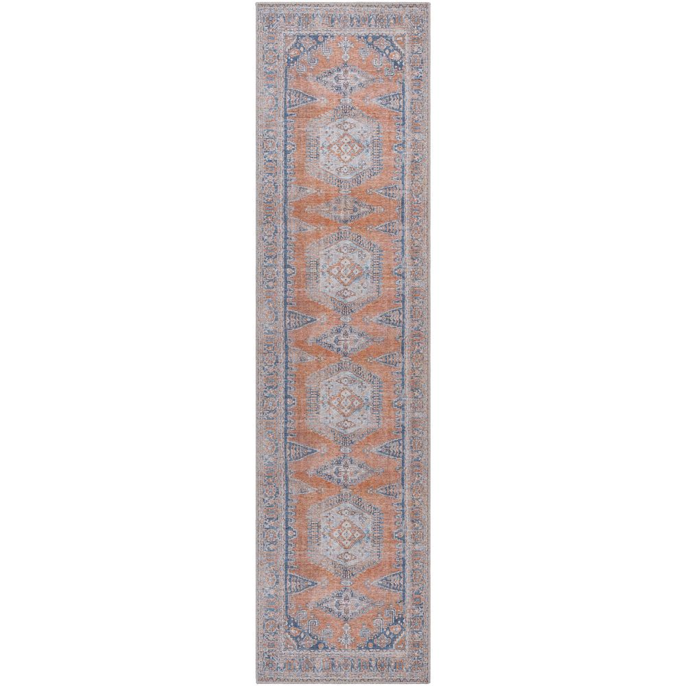 Machine Woven CLN-2306 Burnt Orange, Blue Rugs #color_burnt orange, blue