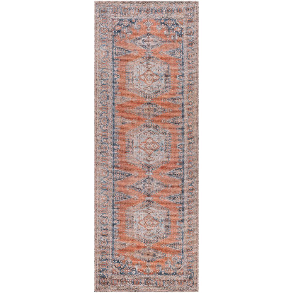 Machine Woven CLN-2306 Burnt Orange, Blue Rugs #color_burnt orange, blue