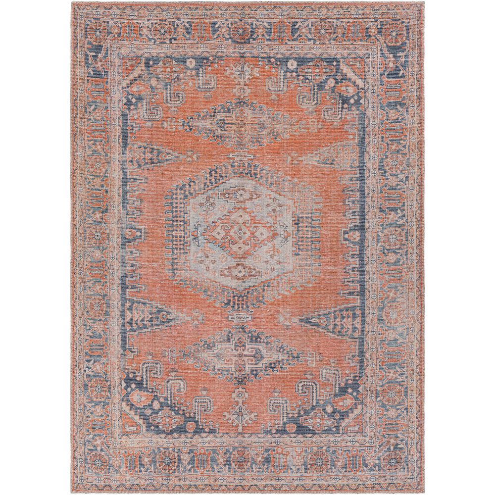 Machine Woven CLN-2306 Burnt Orange, Blue Rugs #color_burnt orange, blue