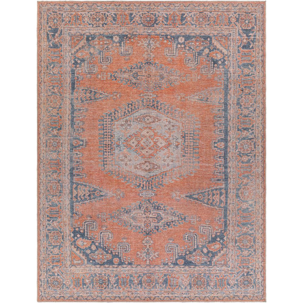 Machine Woven CLN-2306 Burnt Orange, Blue Rugs #color_burnt orange, blue