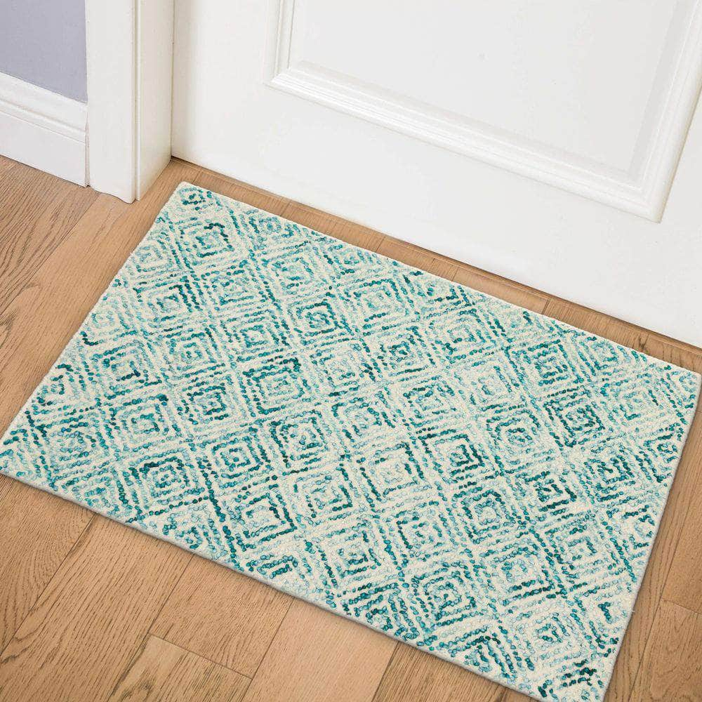 Zoe ZZ1 Teal Blue Area Rug #color_teal blue