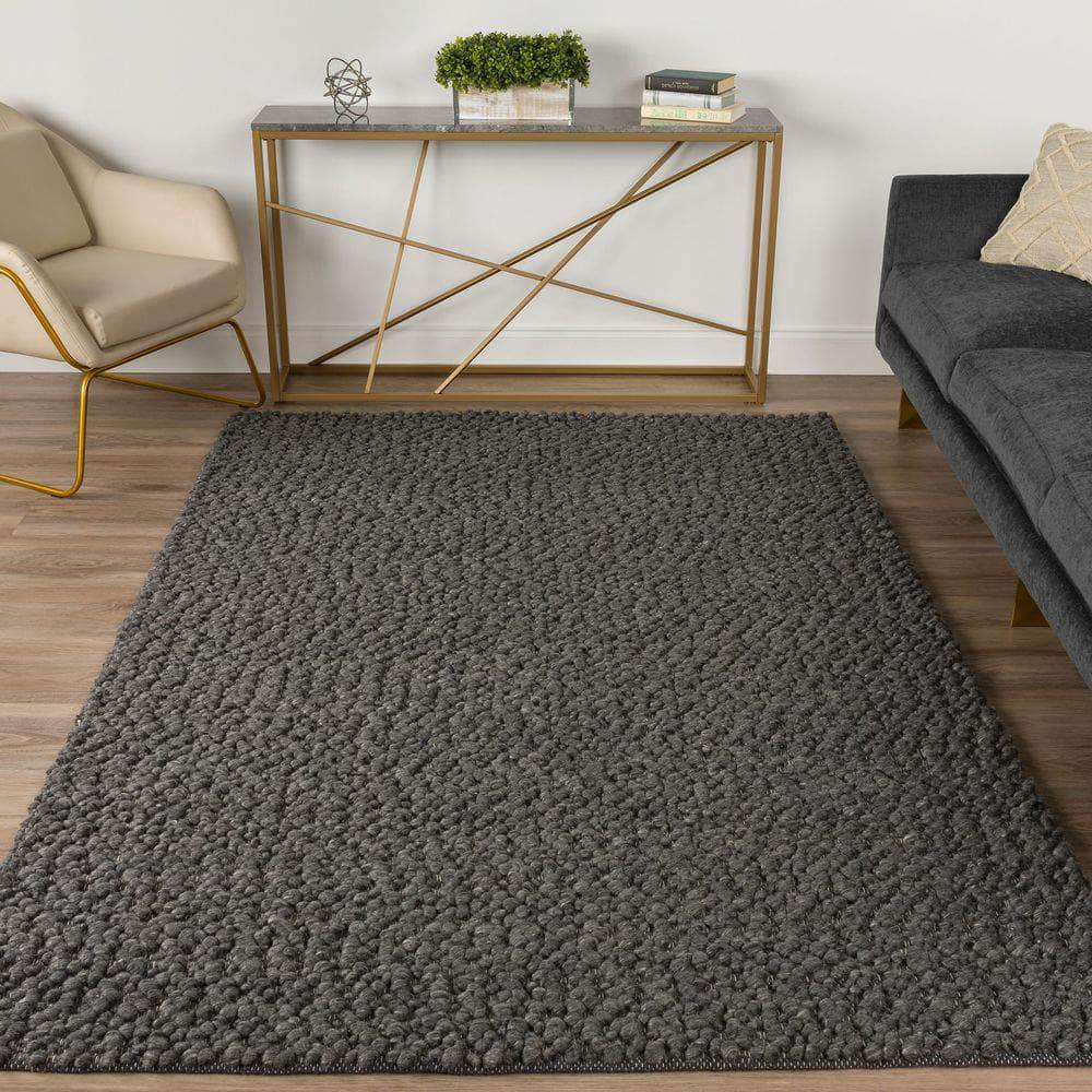 Gorbea GR1 Charcoal Black Area Rug #color_charcoal black