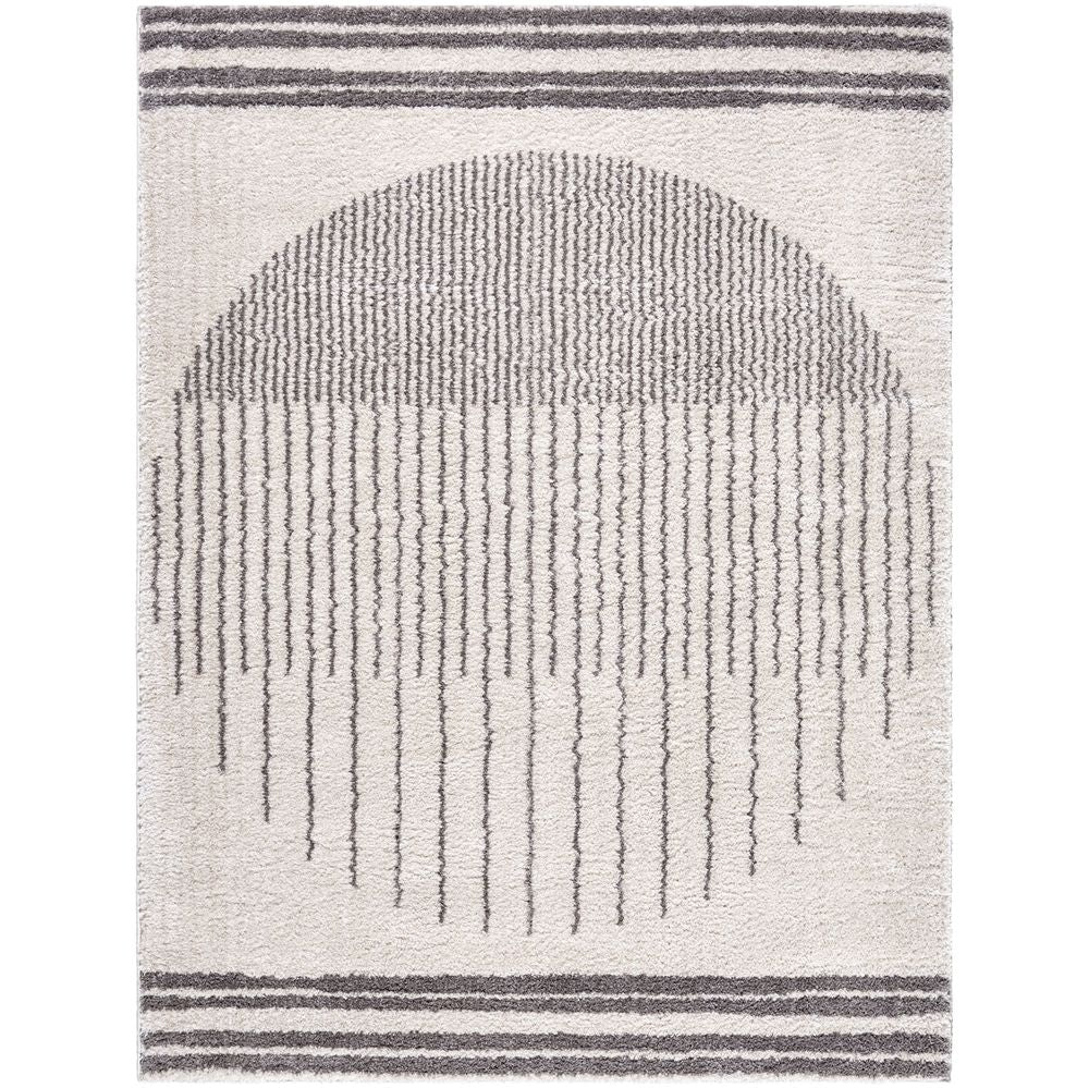 Machine Woven FSG-2308 Light Beige, Charcoal Rugs #color_light beige, charcoal