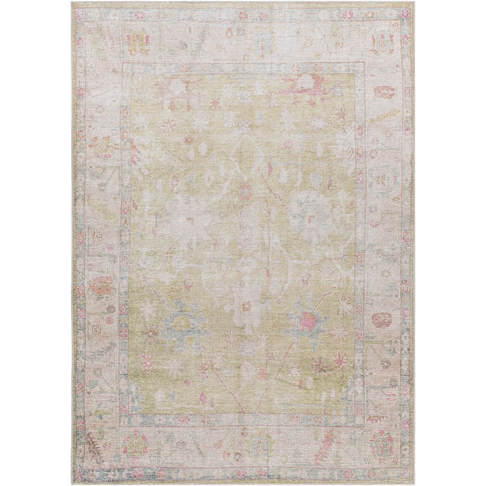 Machine Woven KMR-2305 Grass Green, Light Pink Rugs #color_grass green, light pink