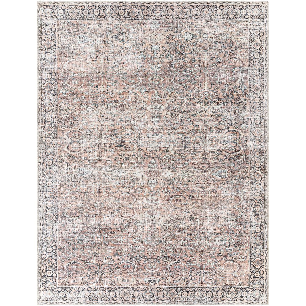 Machine Woven KMR-2309 Dusty Pink, Rust Rugs #color_dusty pink, rust