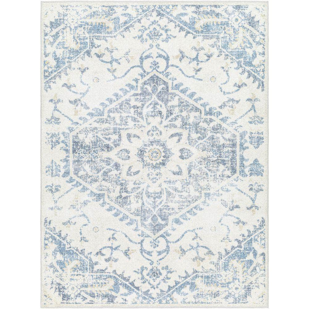 Machine Woven HRH-2304 Beige, Dark Blue Rugs #color_beige, dark blue