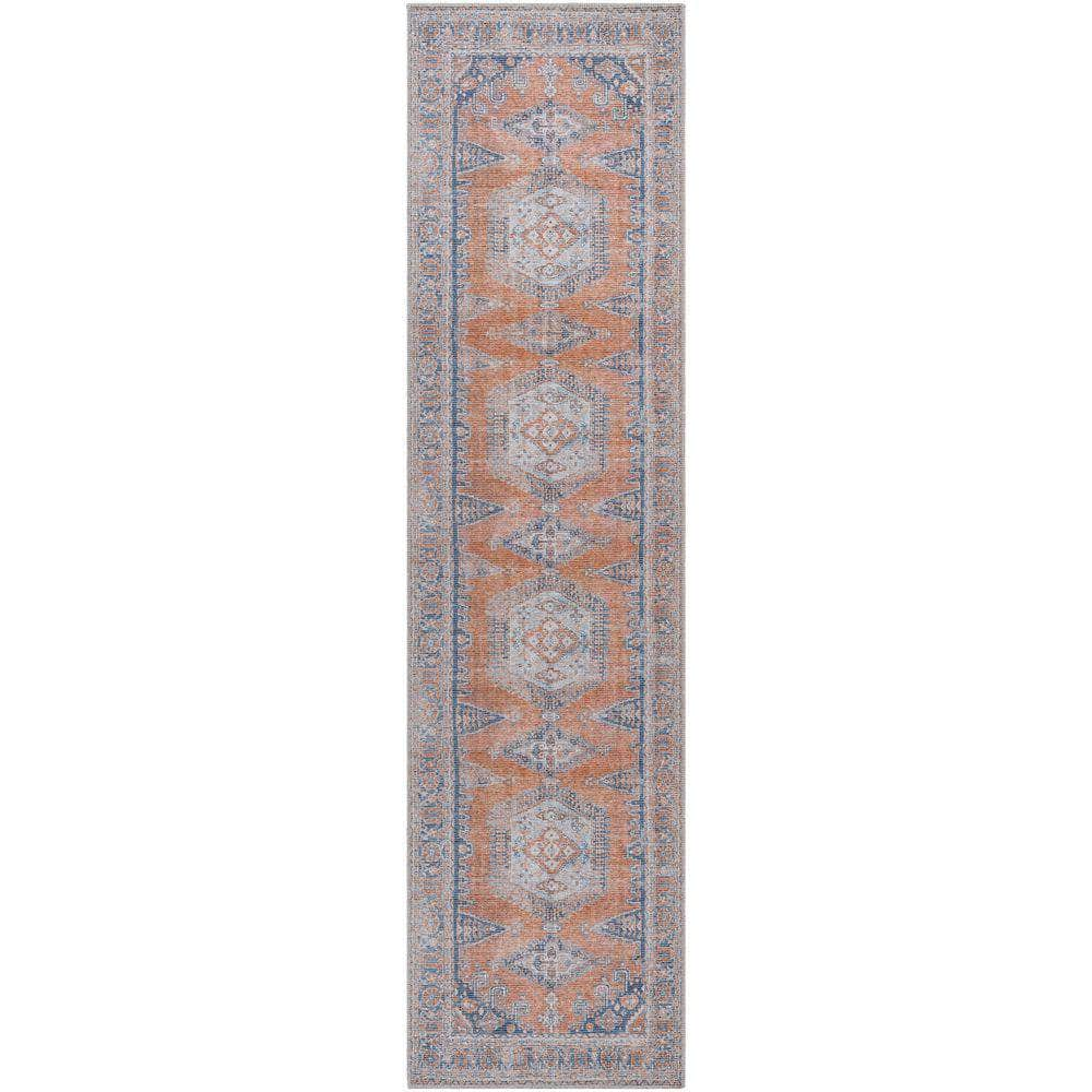 Machine Woven CLN-2306 Burnt Orange, Blue Rugs #color_burnt orange, blue