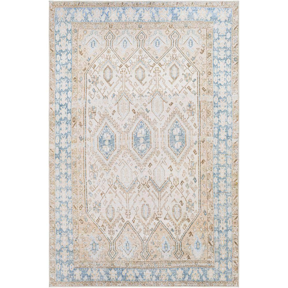 Machine Woven RGE-2304 Cream, Sky Blue Rugs #color_cream, sky blue