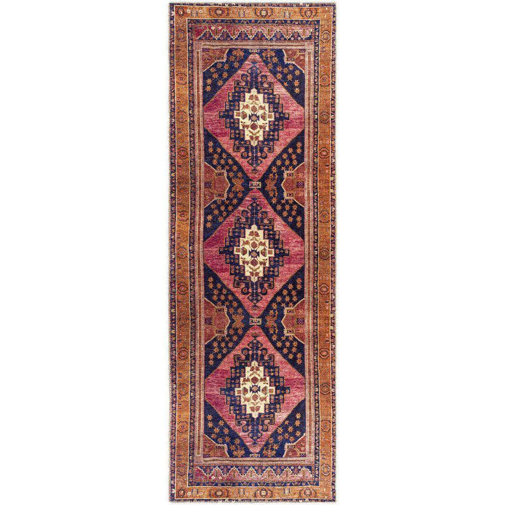 Machine Woven AML-2347 Dark Blue, Rose Rugs #color_dark blue, rose