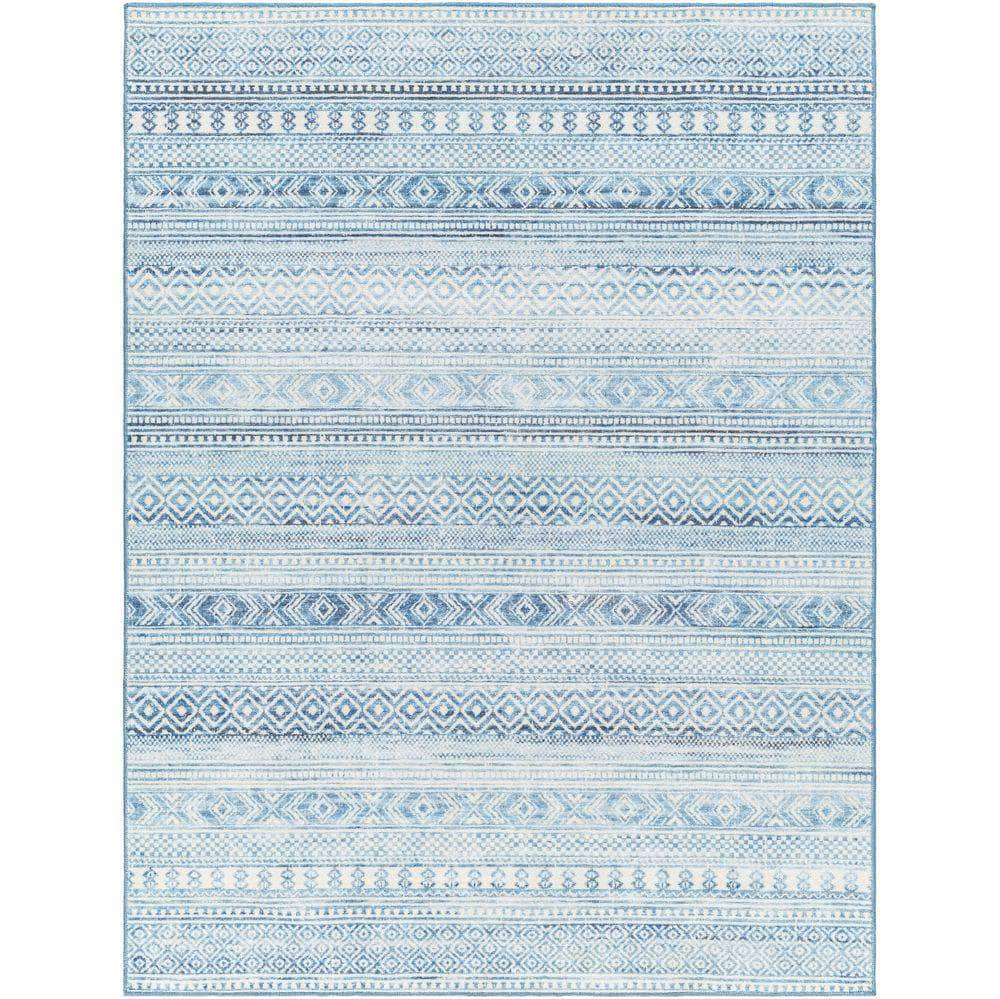 Machine Woven HRH-2306 Denim, Beige Rugs #color_denim, beige