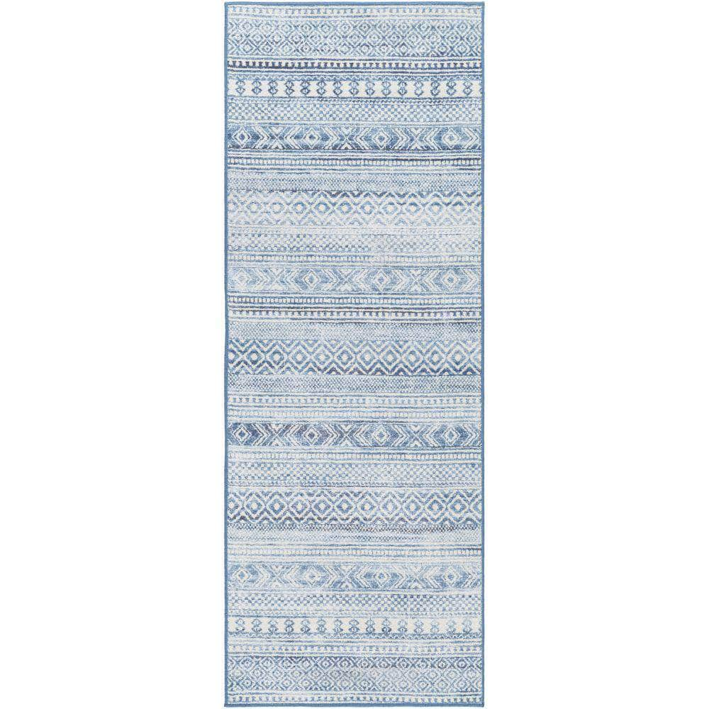 Machine Woven HRH-2306 Denim, Beige Rugs #color_denim, beige