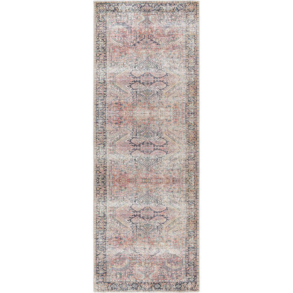 Machine Woven KMR-2303 Dusty Coral, Dark Blue Rugs #color_dusty coral, dark blue